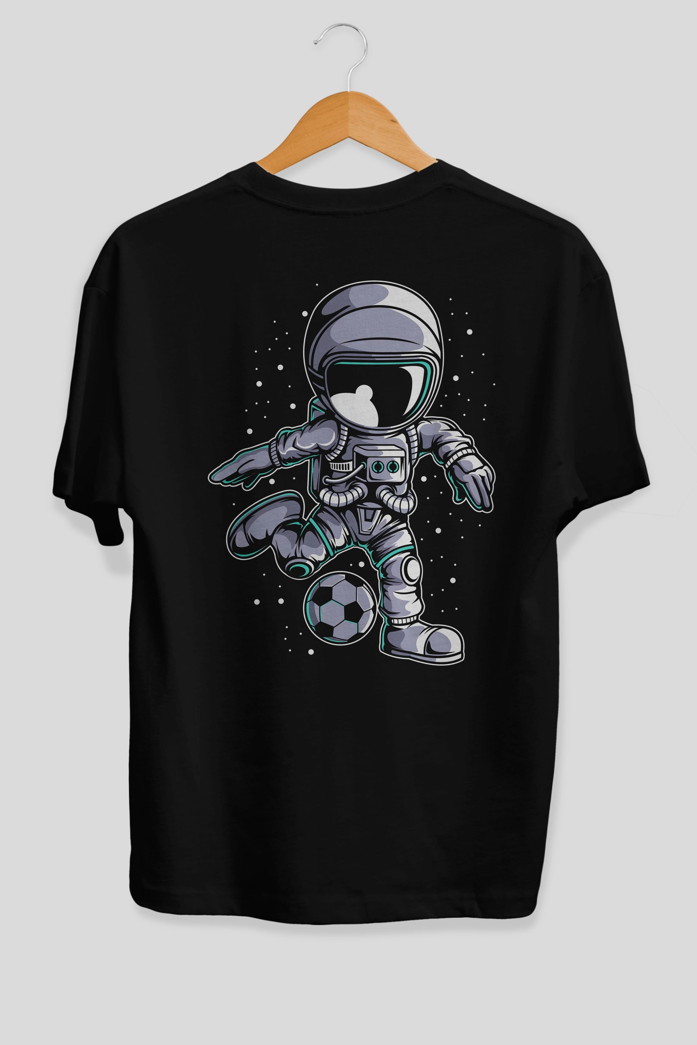 Astronaut Soccer (2) Arka Baskılı Oversize t-shirt Erkek Kadın Unisex