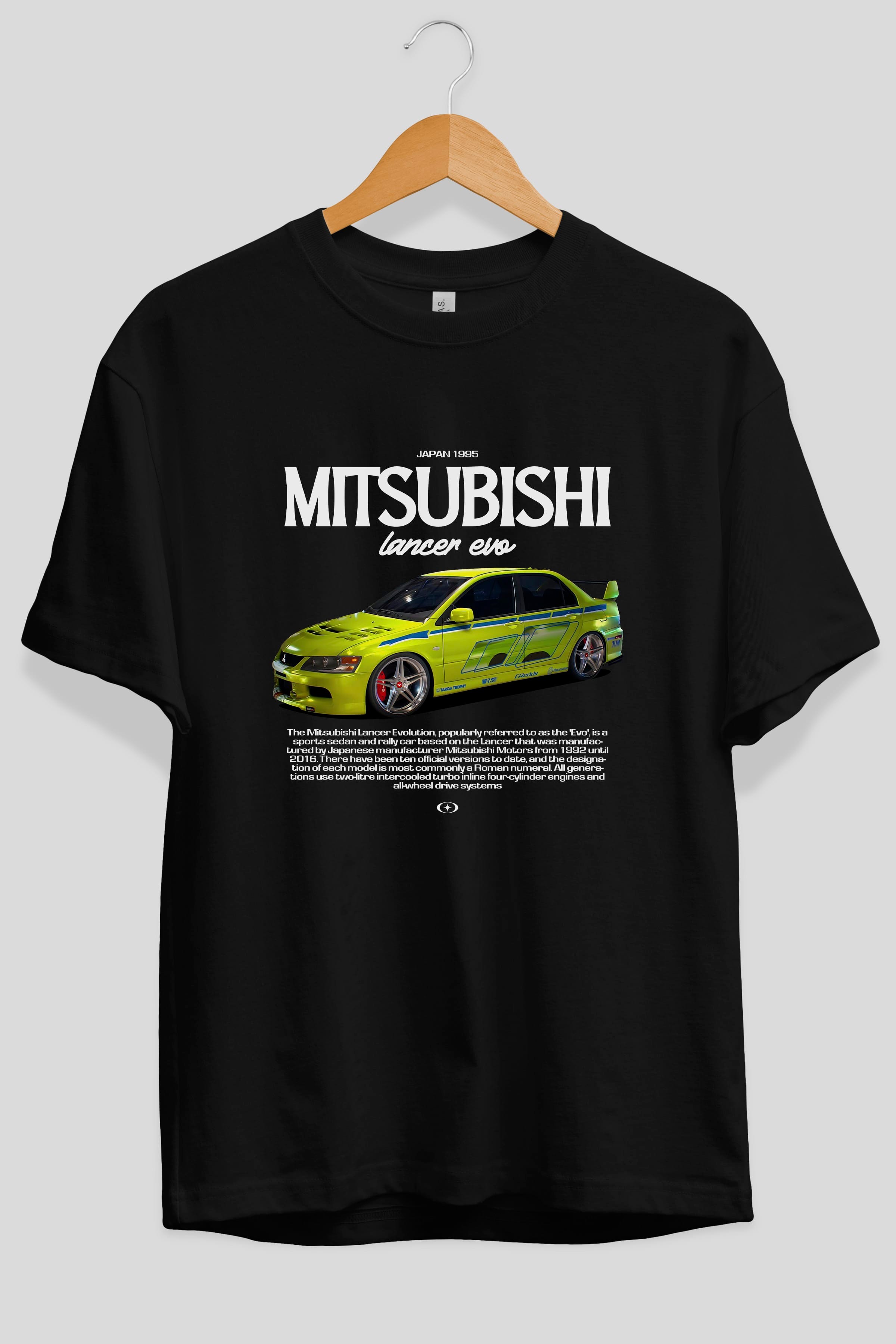 MITSUBISHI LANCER EVO 3 Ön Baskılı Oversize t-shirt Erkek Kadın Unisex %100 Pamuk Bisiklet Yaka tişort