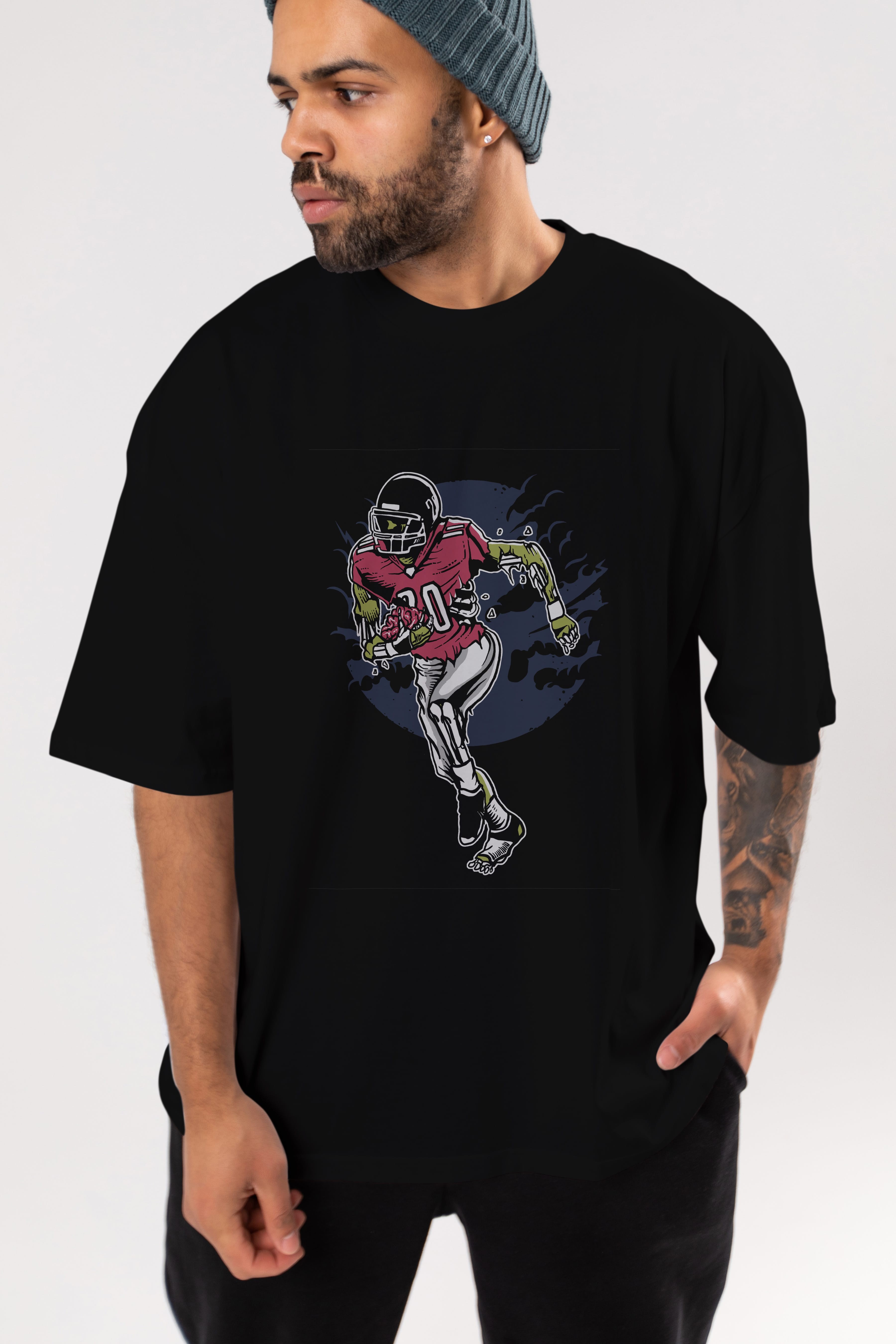Zombie Football Ön Baskılı Oversize t-shirt Erkek Kadın Unisex %100 Pamuk tişort