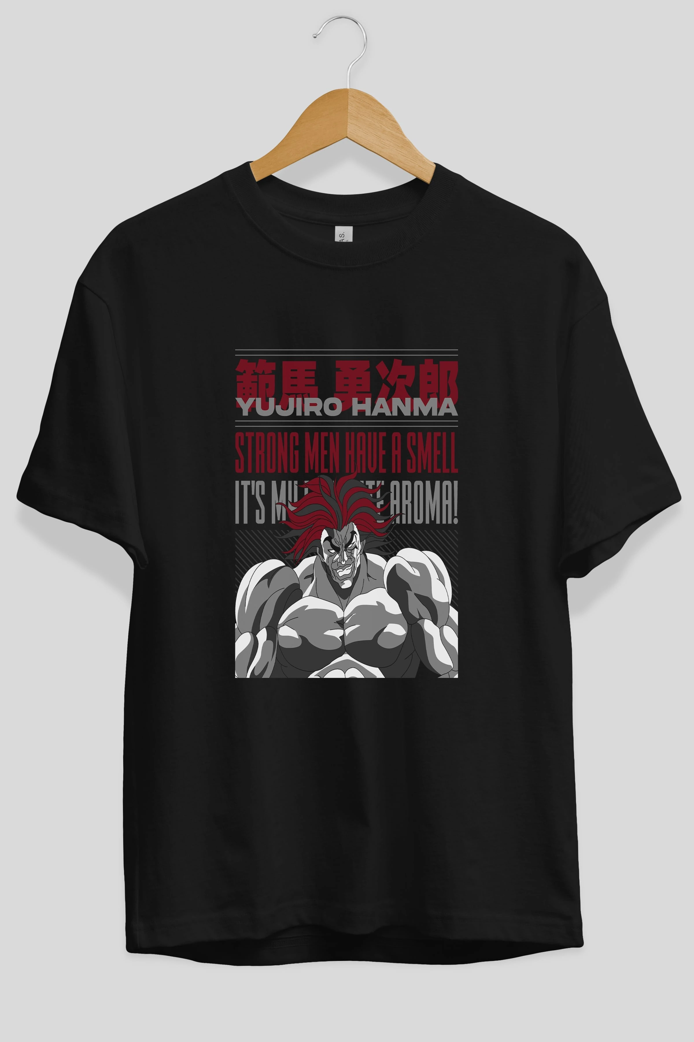 YUJIRO HANMA Anime Ön Baskılı Oversize t-shirt %100 pamuk Erkek Kadın Unisex