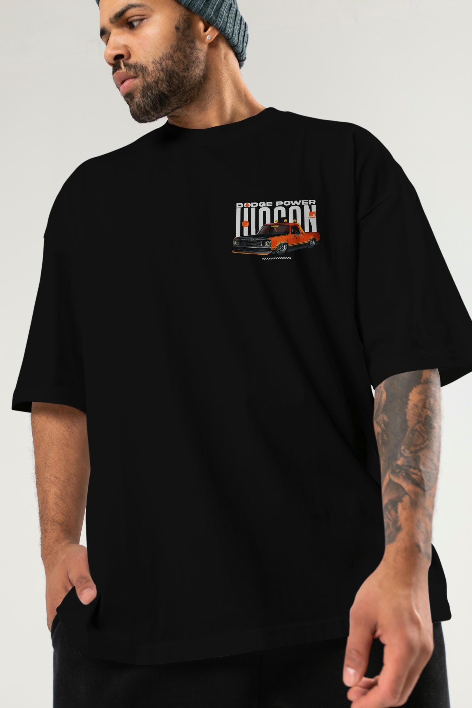 DODGE POWER WAGON Ön Sol Baskılı Oversize t-shirt Erkek Kadın Unisex %100 Pamuk Bisiklet Yaka tişort