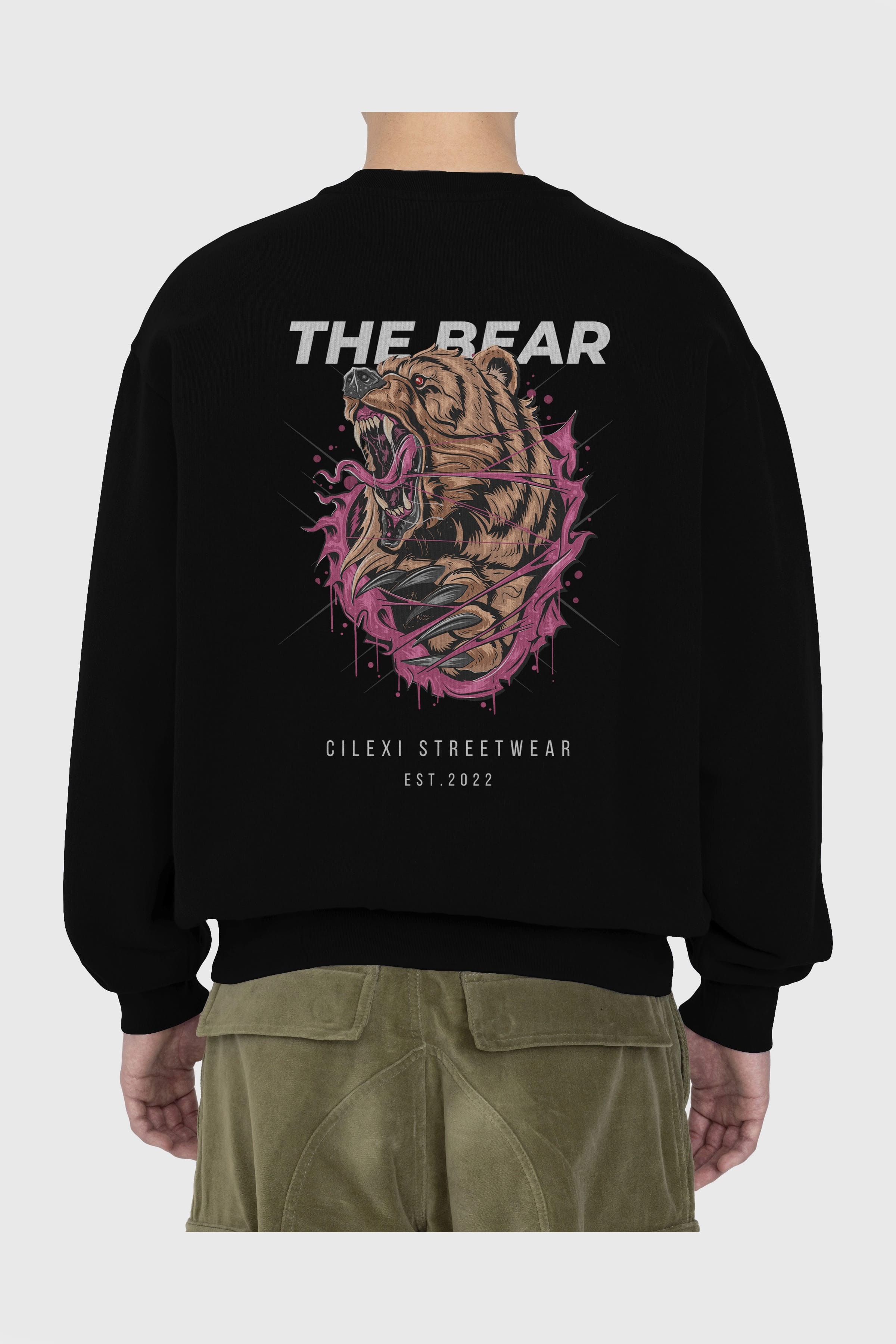 The Bear Arka Baskılı Oversize Sweatshirt Erkek Kadın Unisex