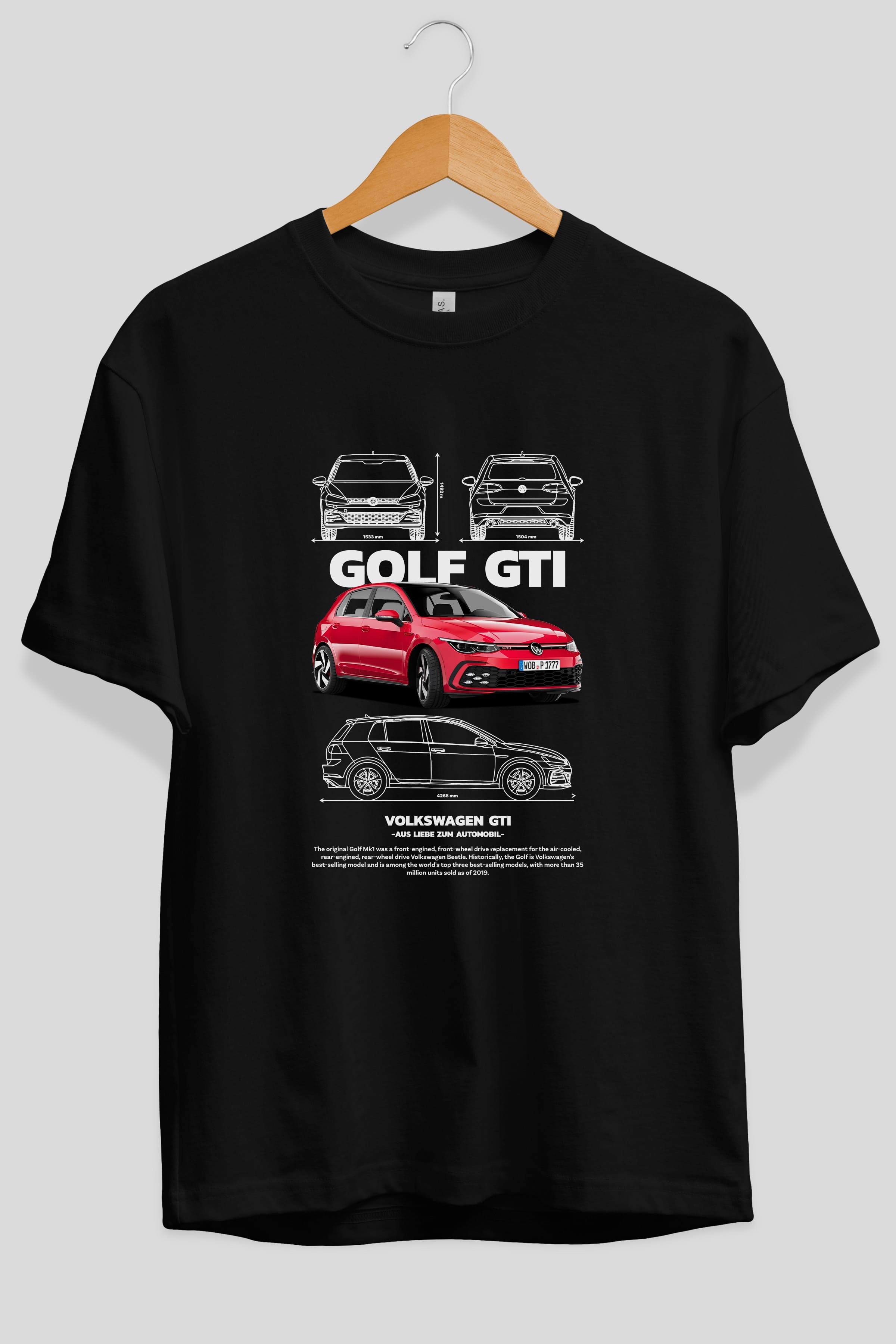 VOLKSWAGEN Golf GTI Ön Baskılı Oversize t-shirt Erkek Kadın Unisex %100 Pamuk Bisiklet Yaka tişort