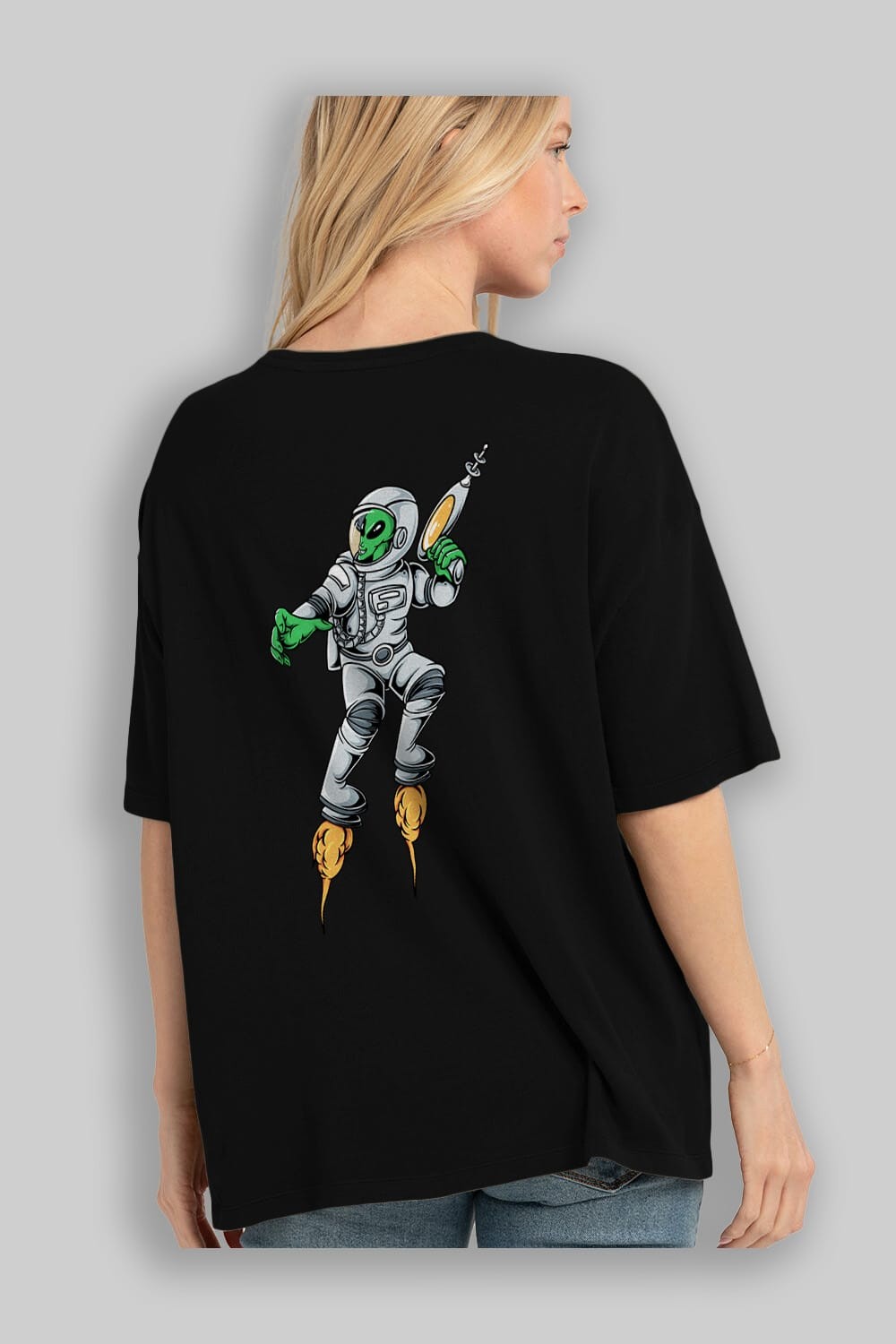 Alien Wars Arka Baskılı Oversize t-shirt Erkek Kadın Unisex