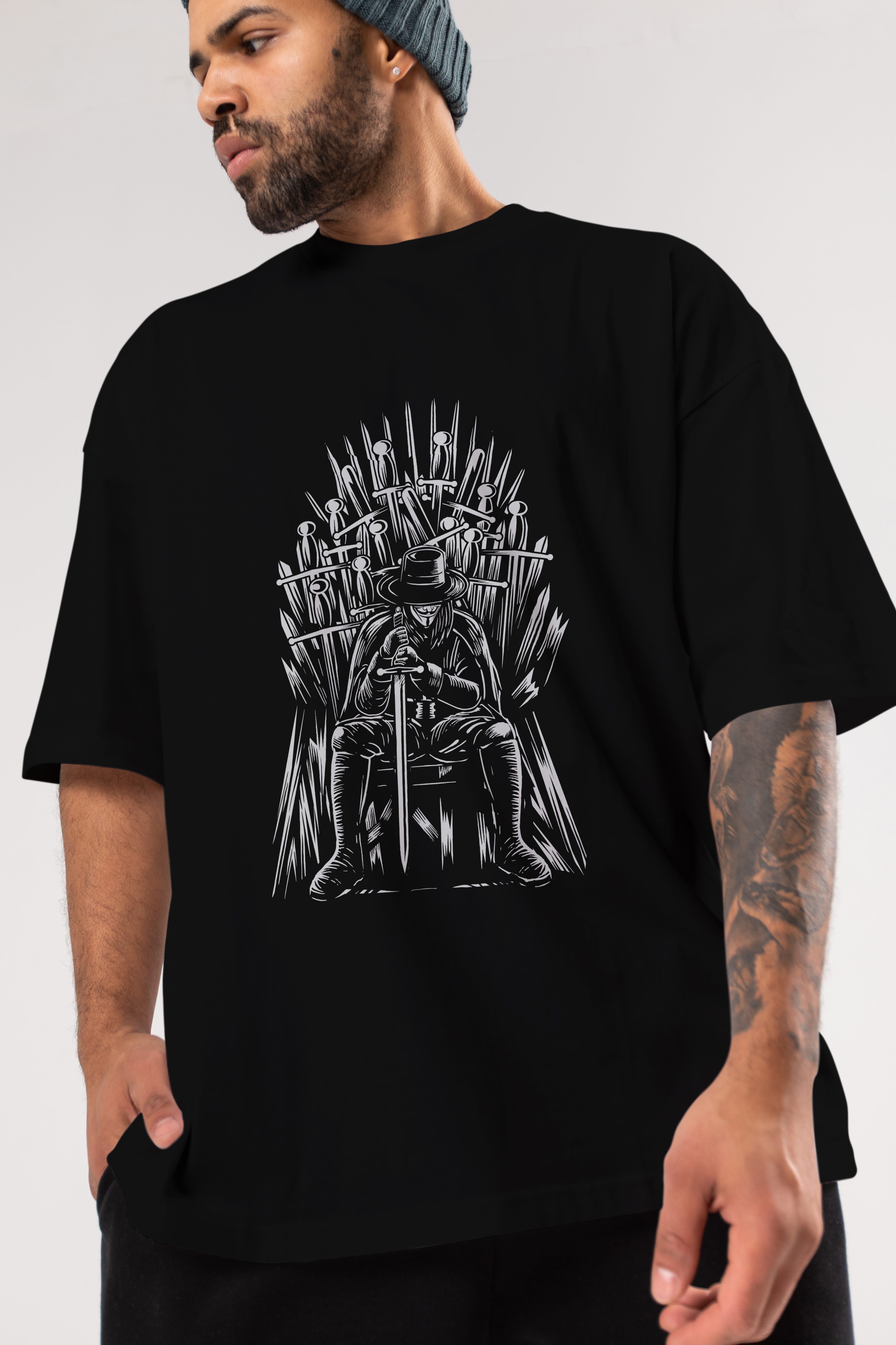 The Thrones Of Vendetta Ön Baskılı Oversize t-shirt Erkek Kadın Unisex %100 Pamuk tişort