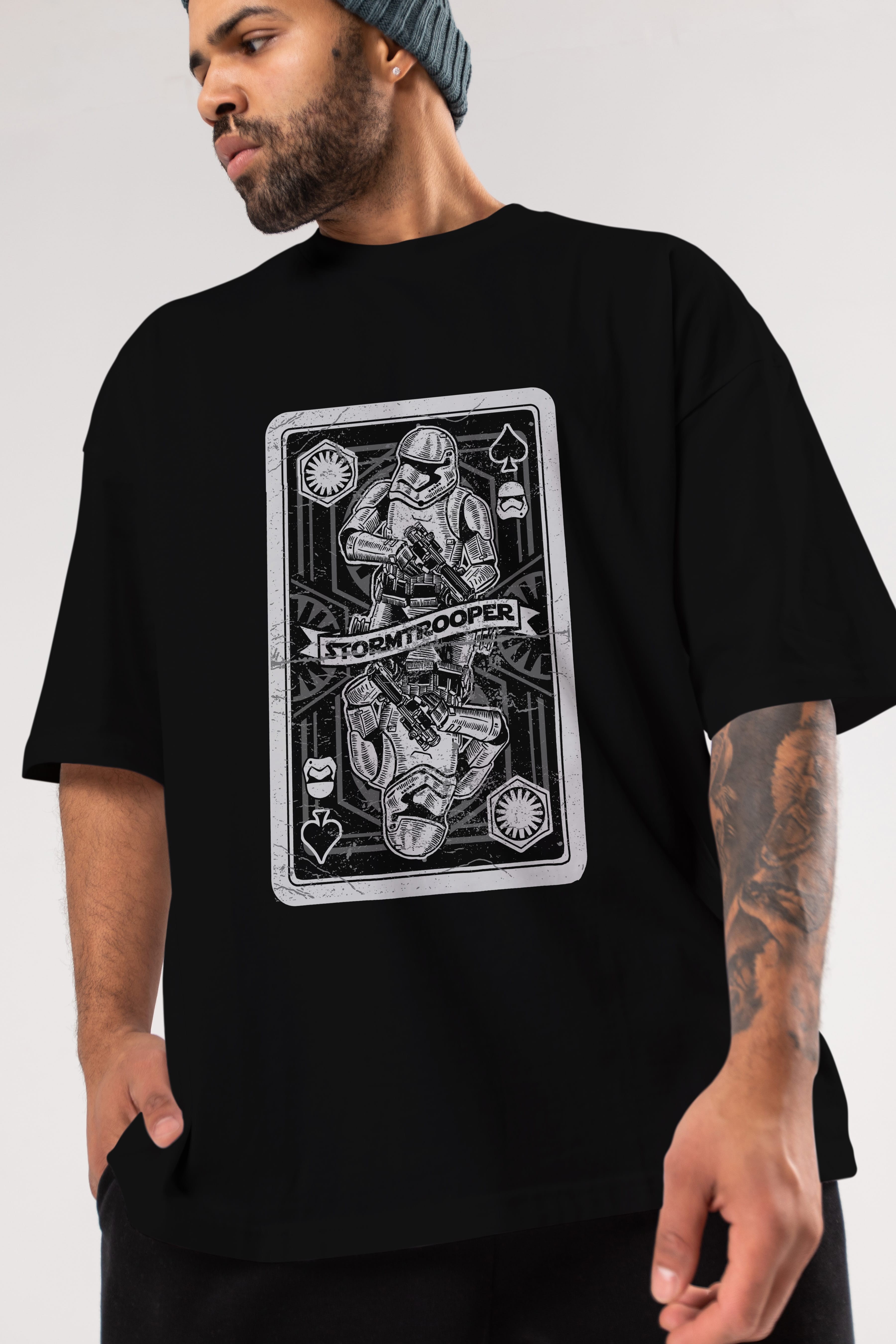 Stormtrooper Playing Card Ön Baskılı Oversize t-shirt Erkek Kadın Unisex %100 Pamuk tişort