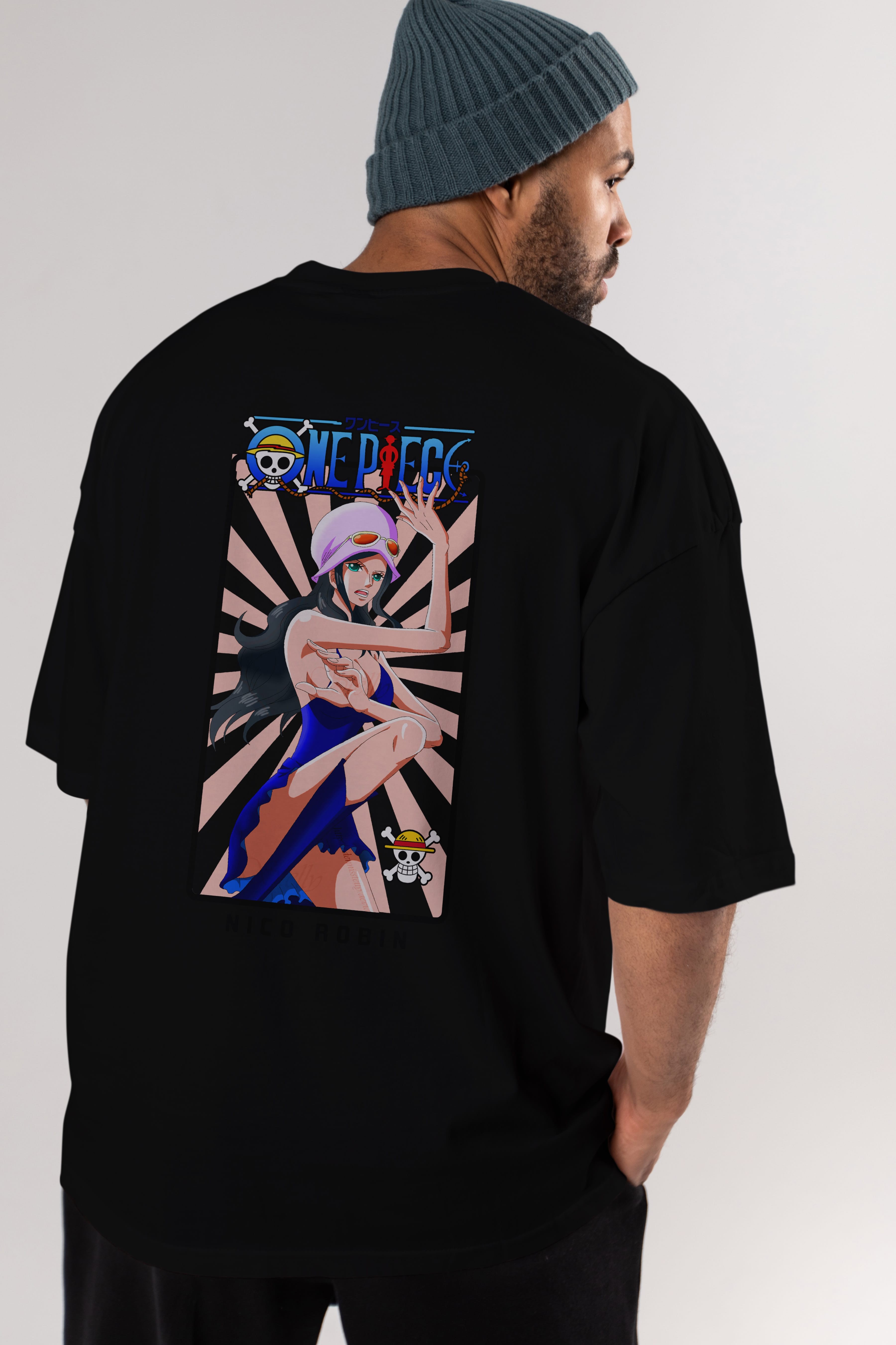 Nico Robin Anime Arka Baskılı Oversize t-shirt Erkek Kadın Unisex %100 pamuk tişort