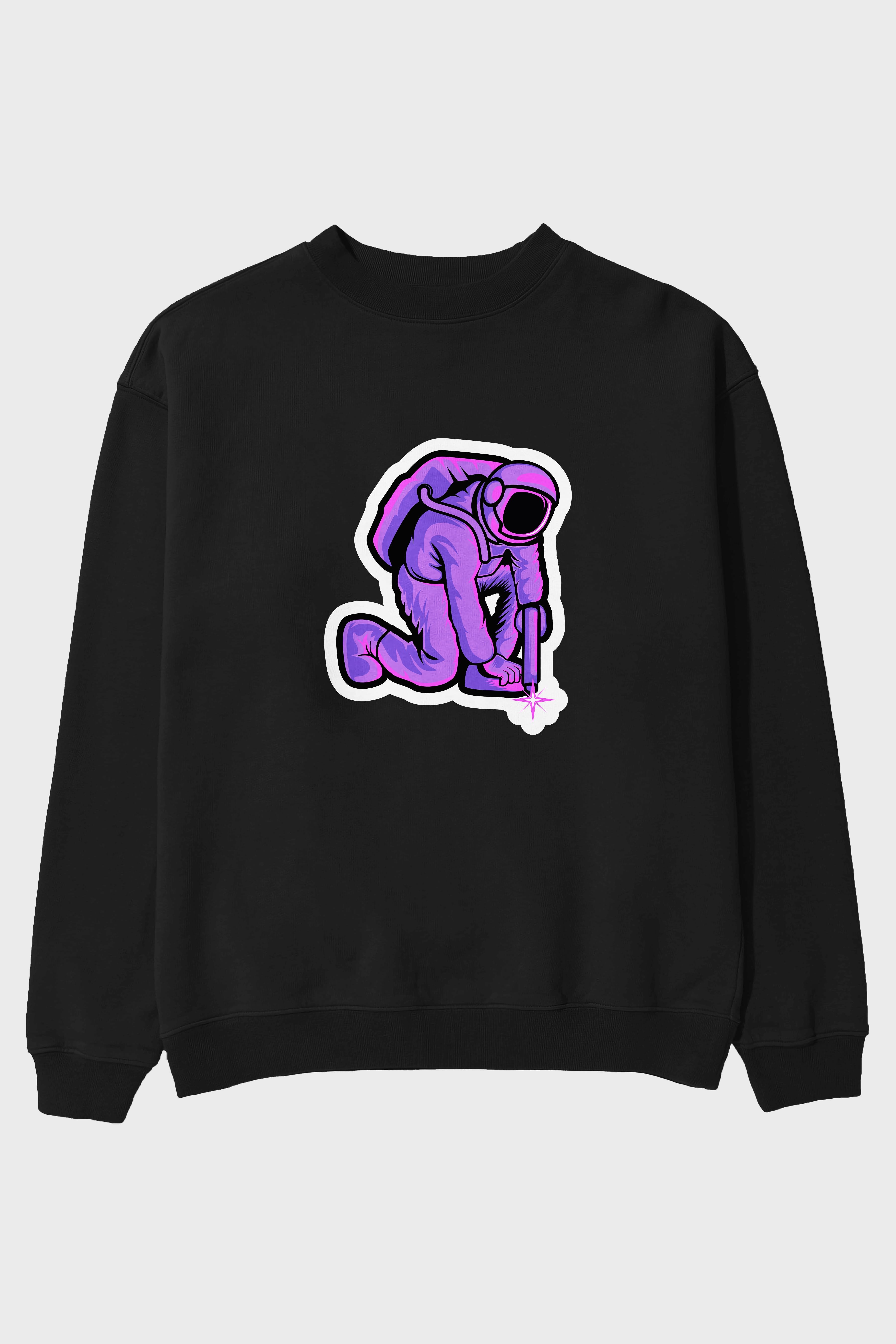 Welding in Space Sticker Ön Baskılı Oversize Sweatshirt Erkek Kadın Unisex