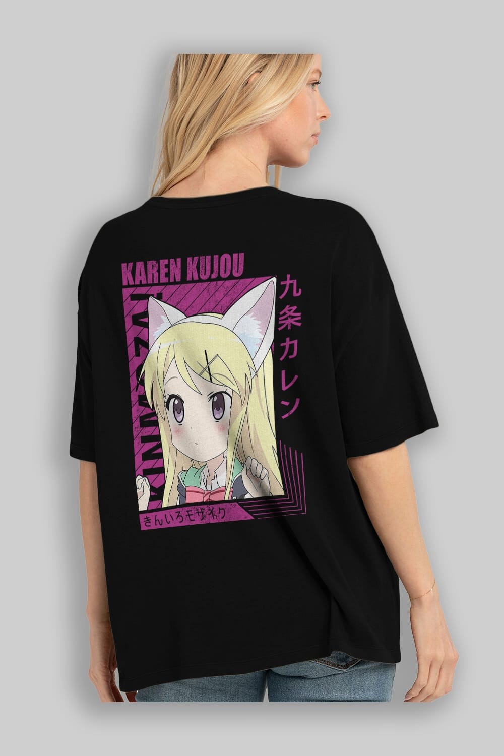 Karen Kujou 4 Anime Arka Baskılı Oversize t-shirt Erkek Kadın Unisex