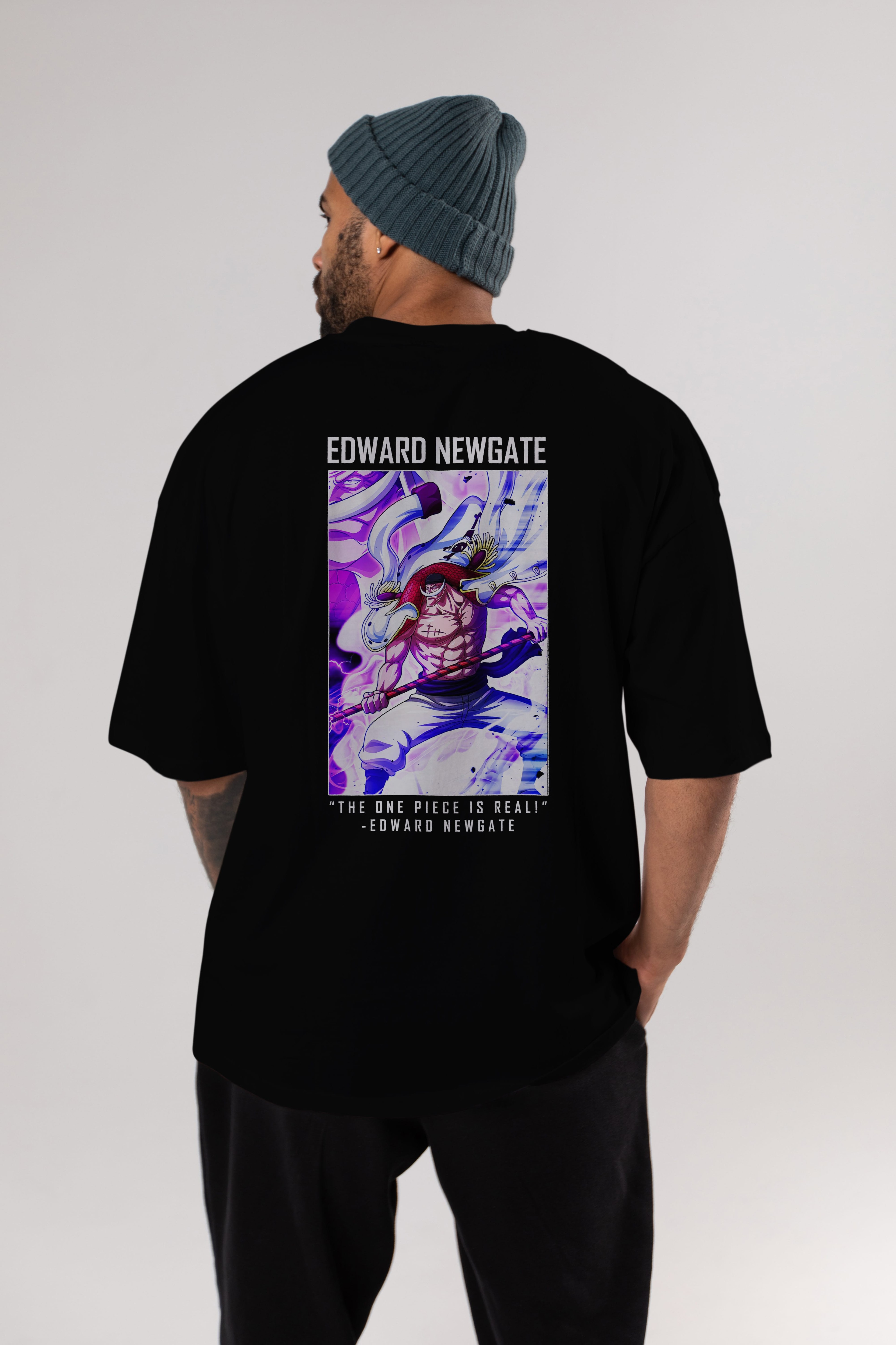 Edward Newgate Anime Arka Baskılı Oversize t-shirt Erkek Kadın Unisex %100 pamuk tişort