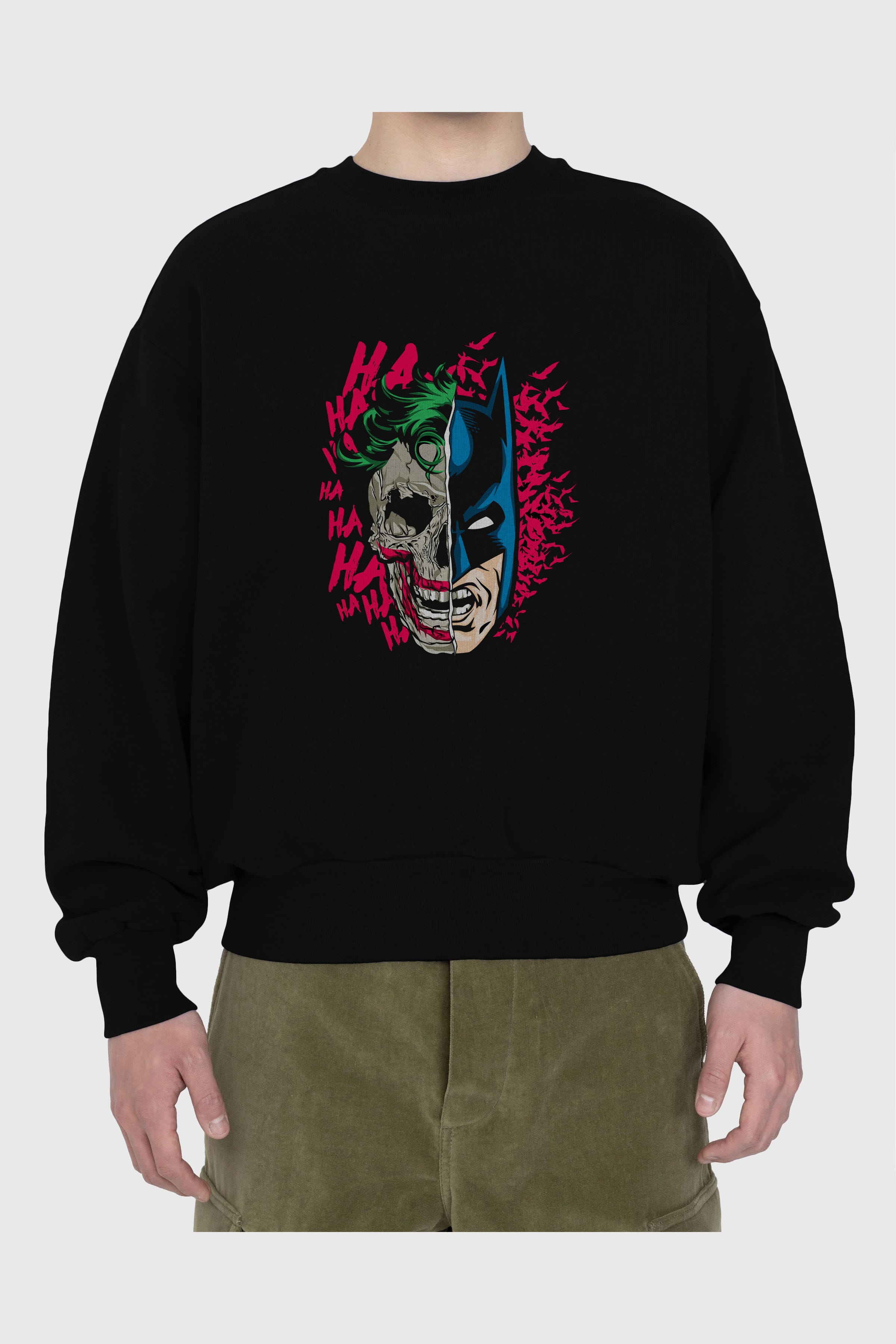 Joker Batman Ön Baskılı Oversize Sweatshirt Erkek Kadın Unisex