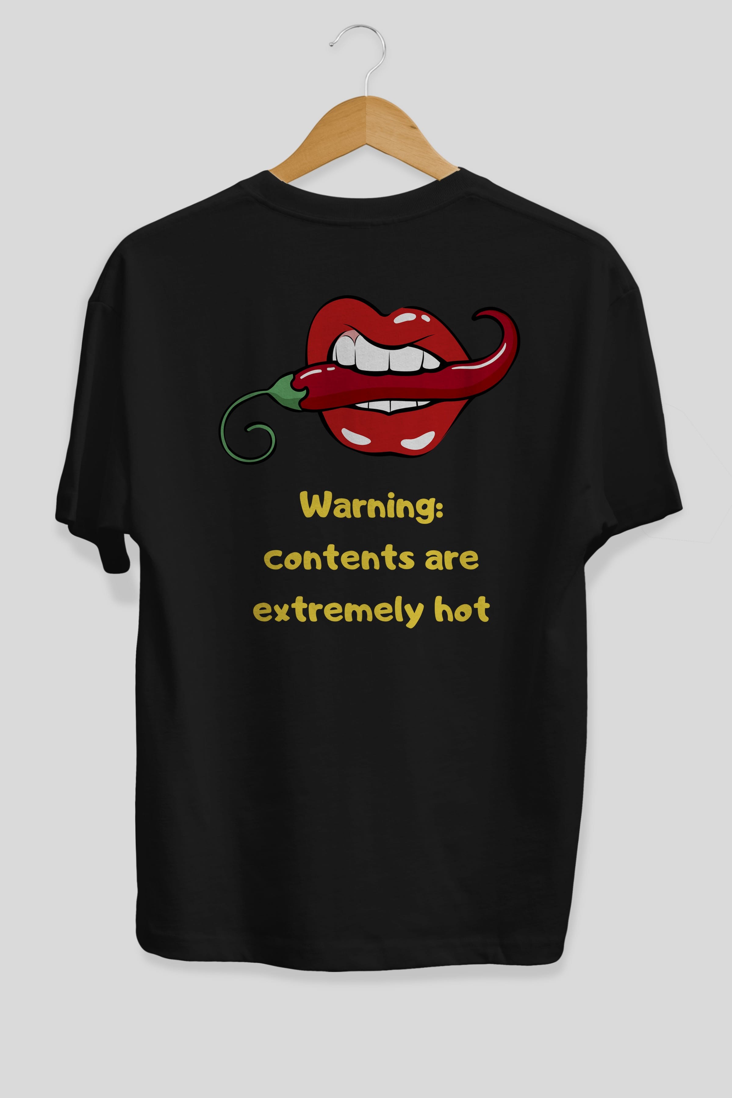 Warning Contents Yazılı Arka Baskılı Oversize t-shirt Erkek Kadın Unisex