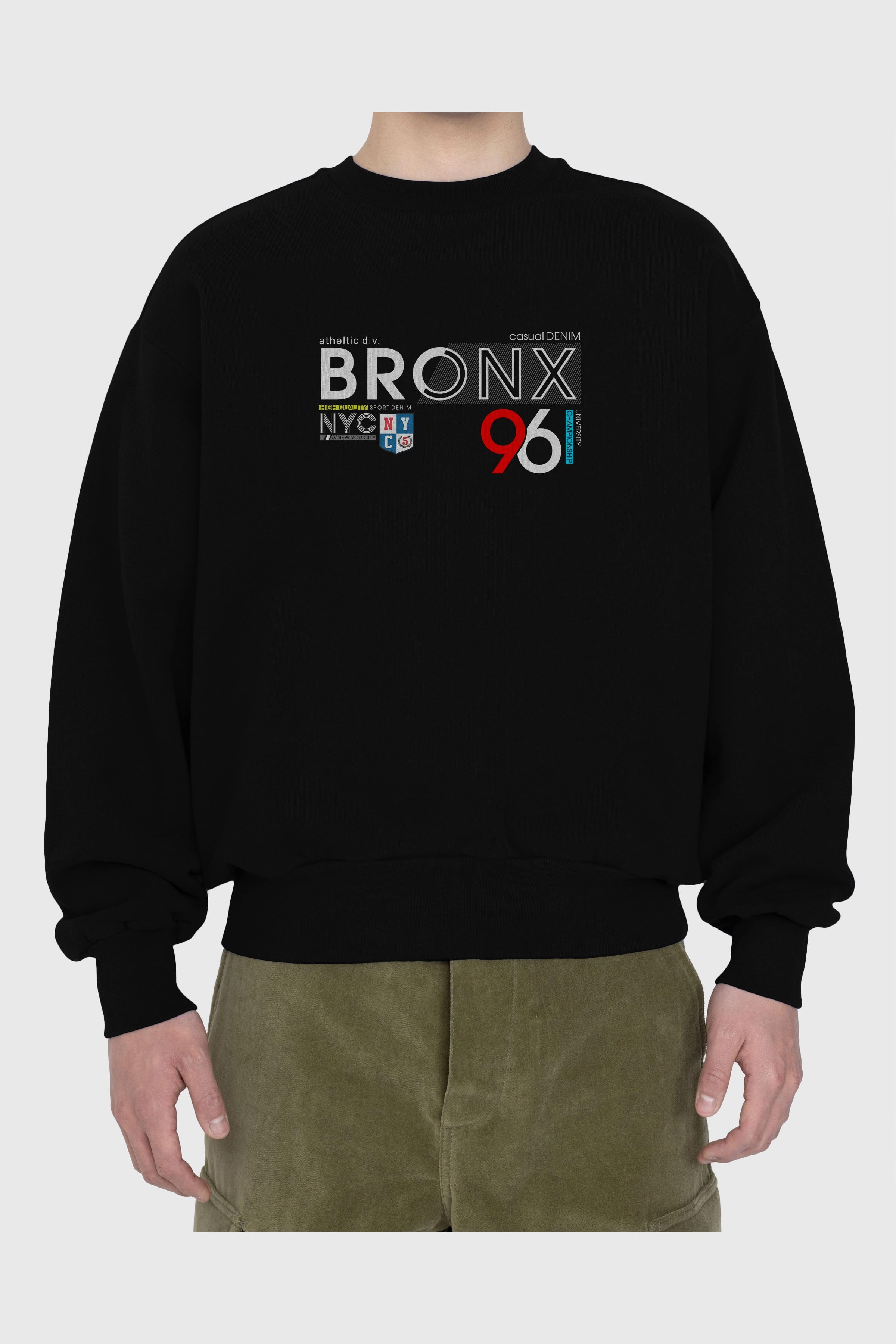Bronx 96 Ön Baskılı Oversize Sweatshirt Erkek Kadın Unisex
