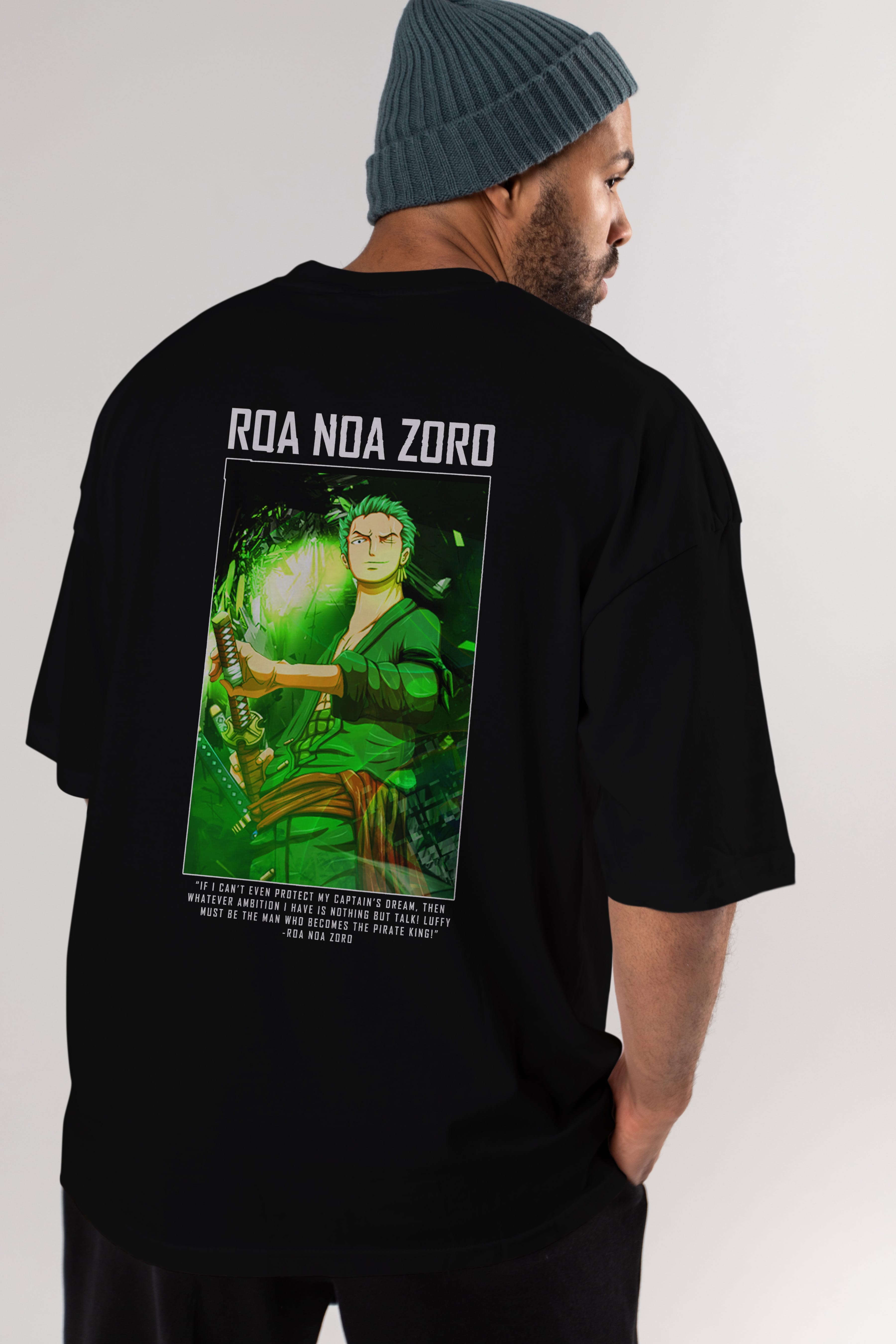 Roronoa Zoro 5 Anime Arka Baskılı Oversize t-shirt Erkek Kadın Unisex %100 pamuk tişort