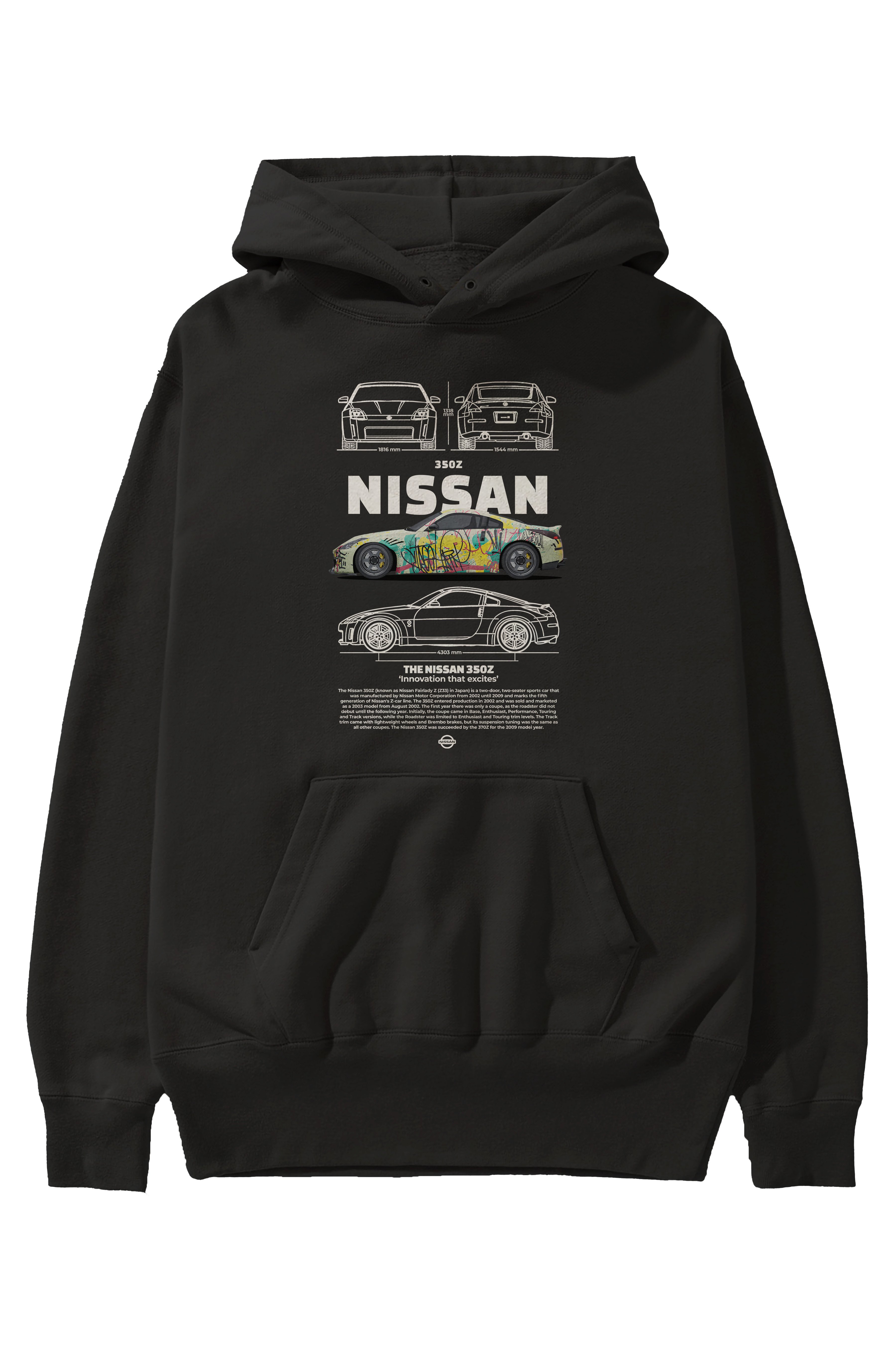 nissan 350z 2 Ön Baskılı Hoodie Oversize Kapüşonlu Sweatshirt Erkek Kadın Unisex