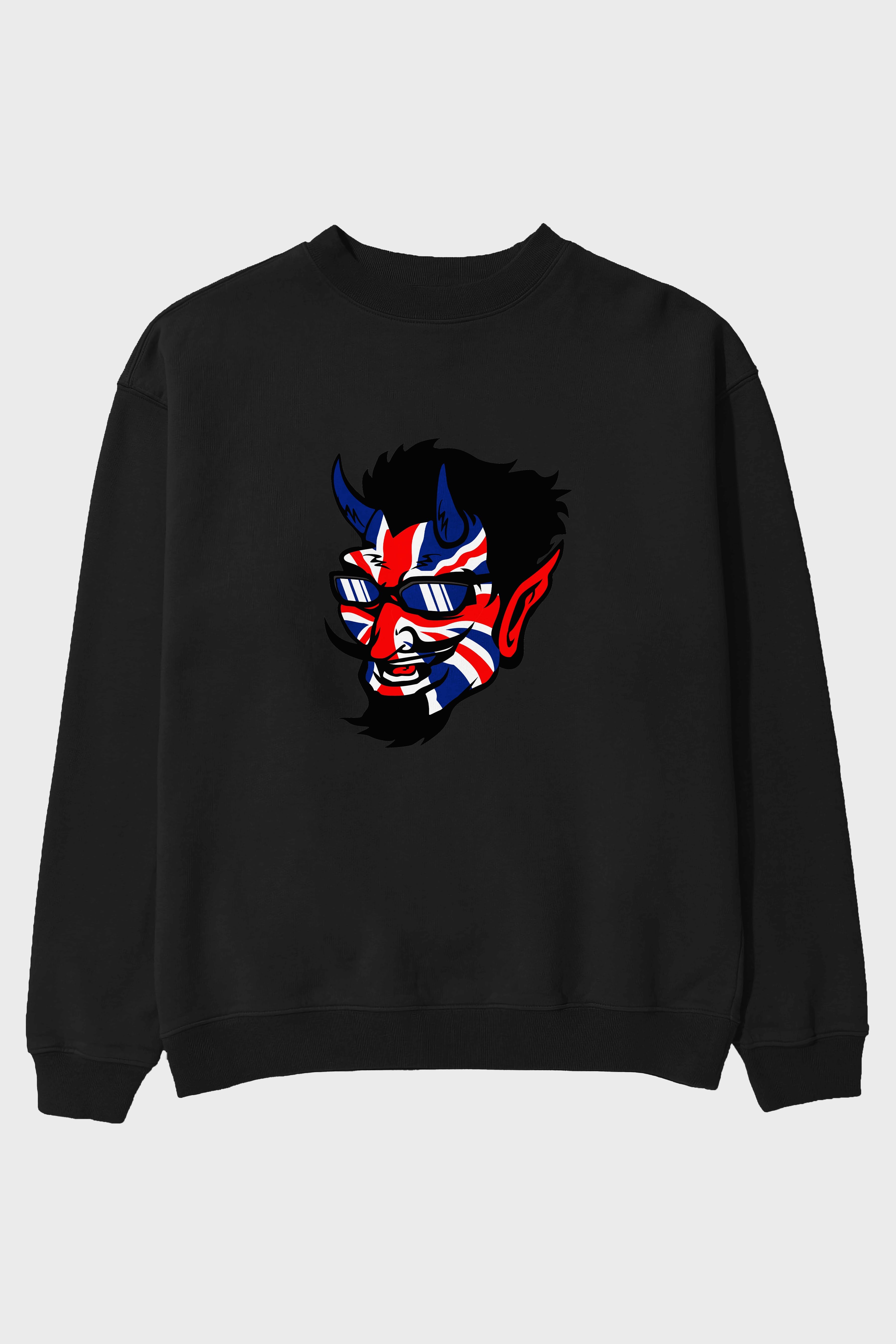 UK Devil Ön Baskılı Oversize Sweatshirt Erkek Kadın Unisex