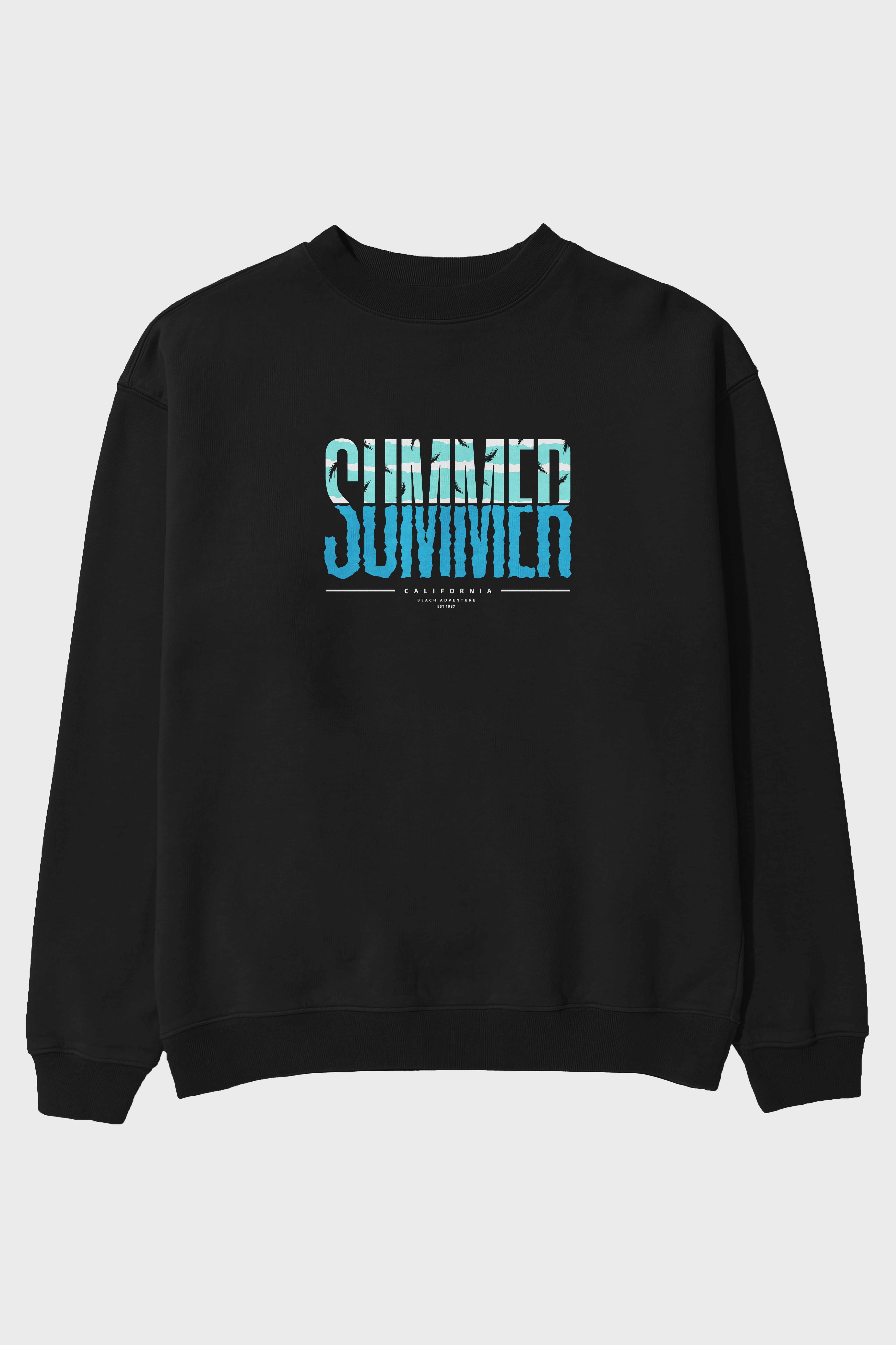 Summer California Ön Baskılı Oversize Sweatshirt Erkek Kadın Unisex