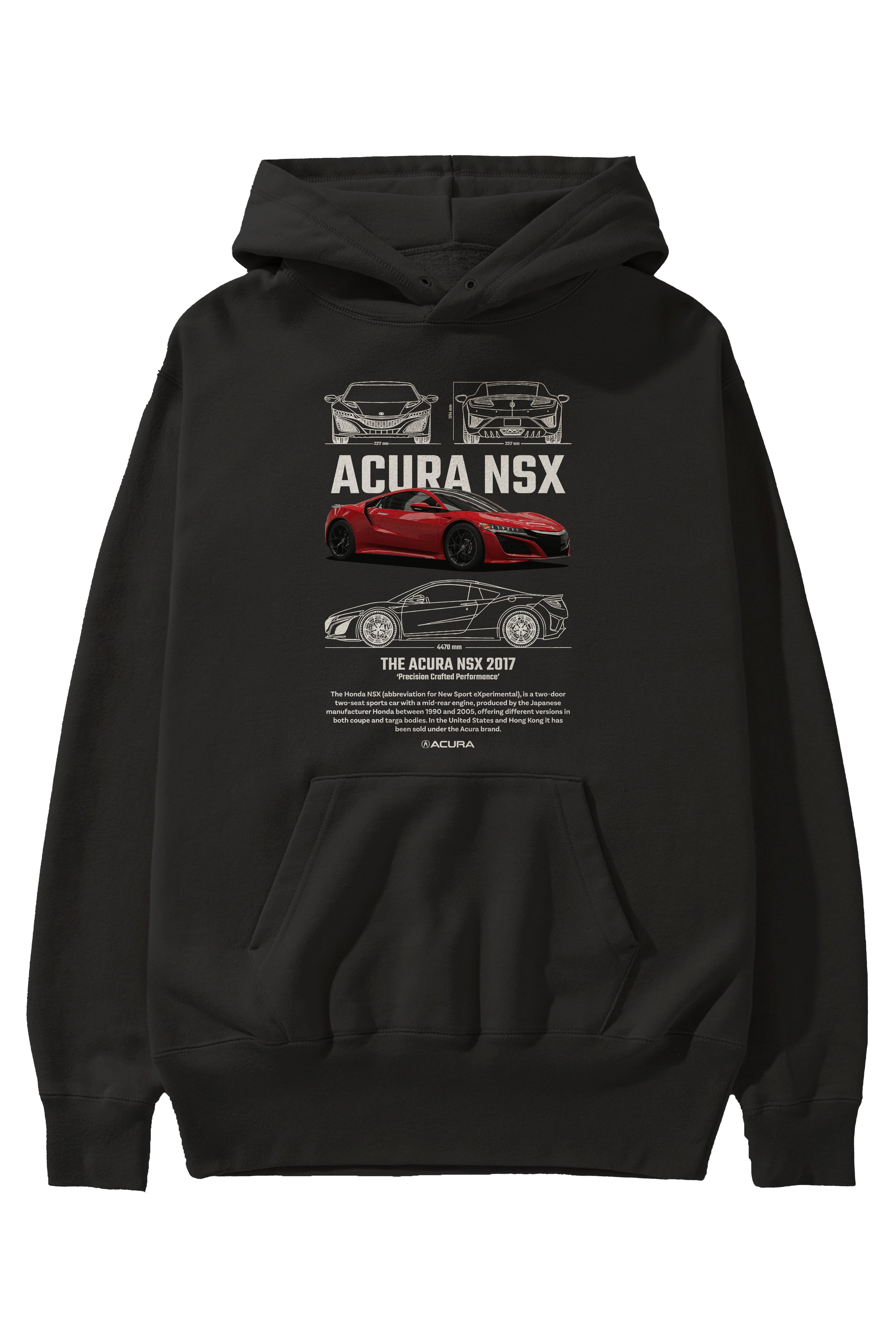 Honda Acura NSX 1 Ön Baskılı Hoodie Oversize Kapüşonlu Sweatshirt Erkek Kadın Unisex