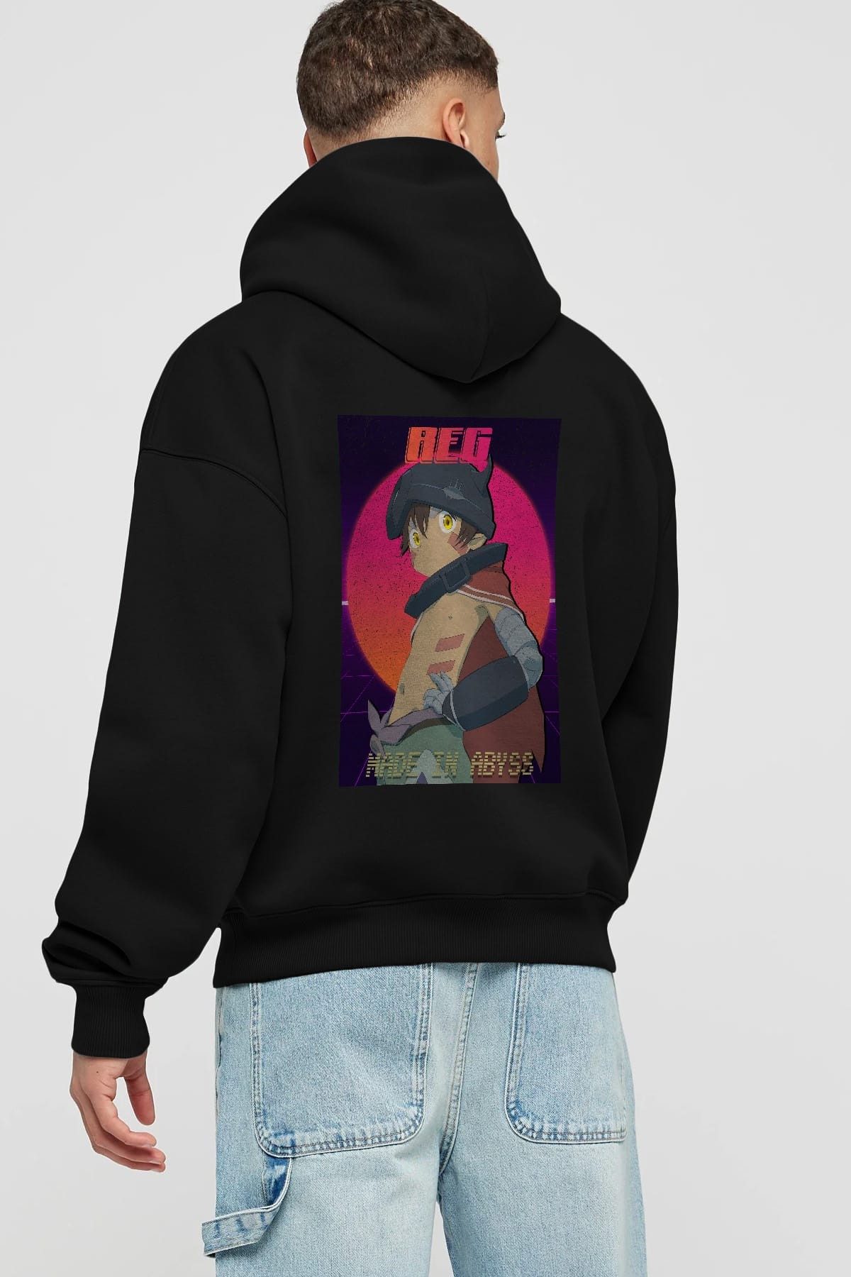 Reg 7 Anime Arka Baskılı Hoodie Oversize Kapüşonlu Sweatshirt Erkek Kadın Unisex