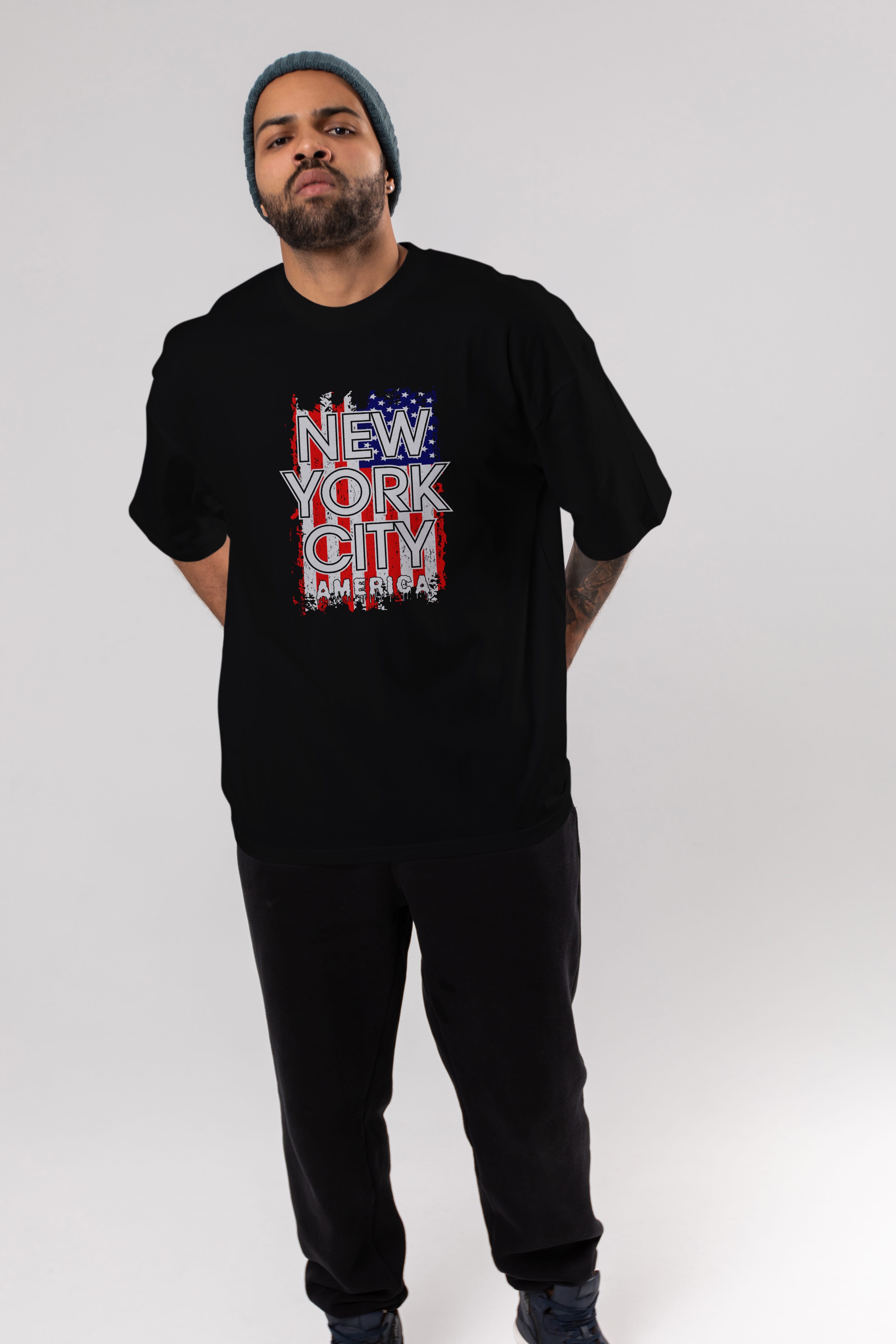 New York City 2 Ön Baskılı Oversize t-shirt Erkek Kadın Unisex