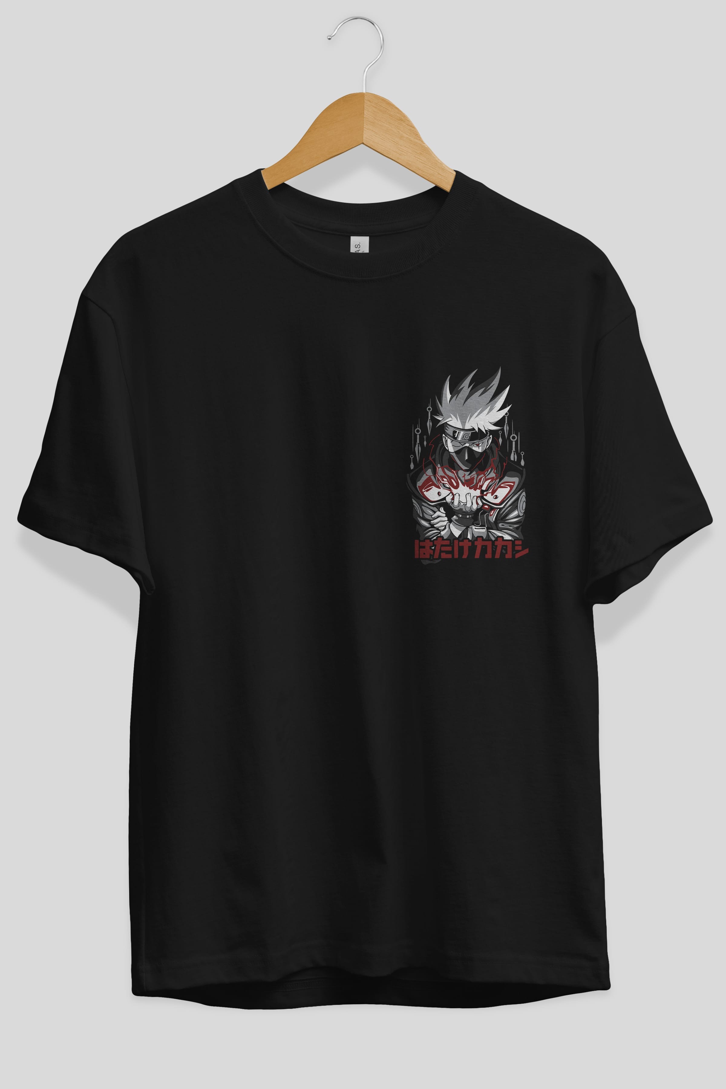 KAKASHI HATAKE NARUTO 1 Ön Sol Baskılı Oversize t-shirt Erkek Kadın Unisex %100 Pamuk Bisiklet Yaka tişort