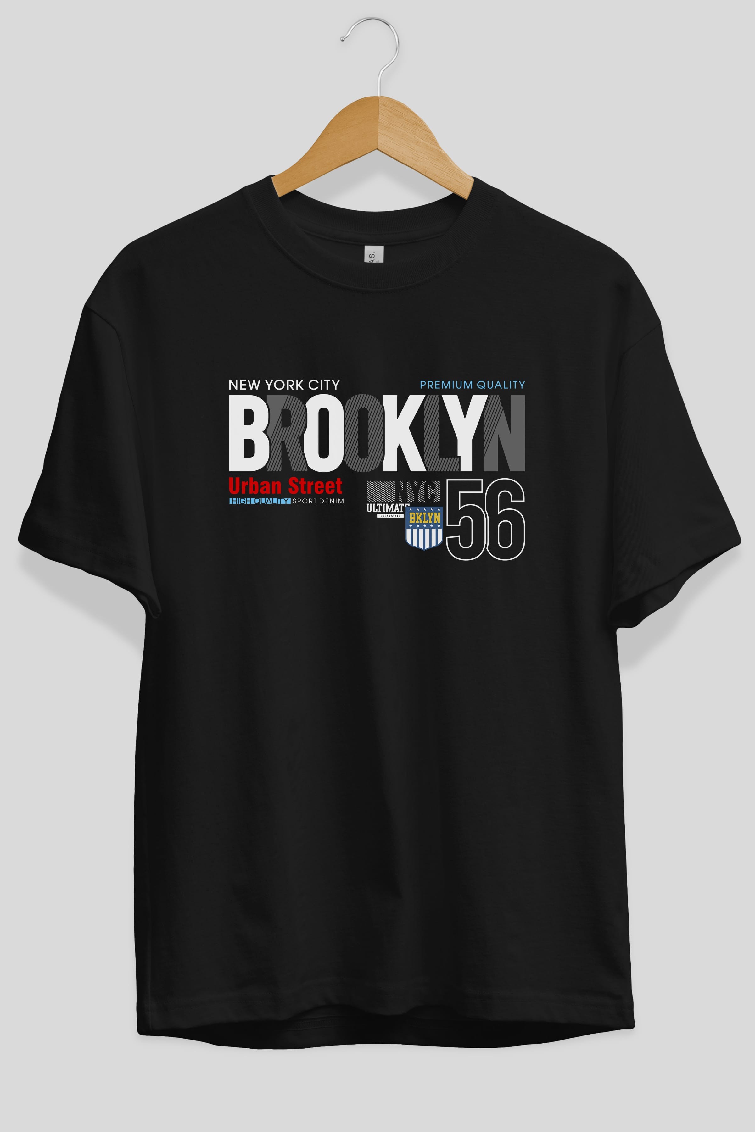 Brooklyn 56 Ön Baskılı Oversize t-shirt Erkek Kadın Unisex