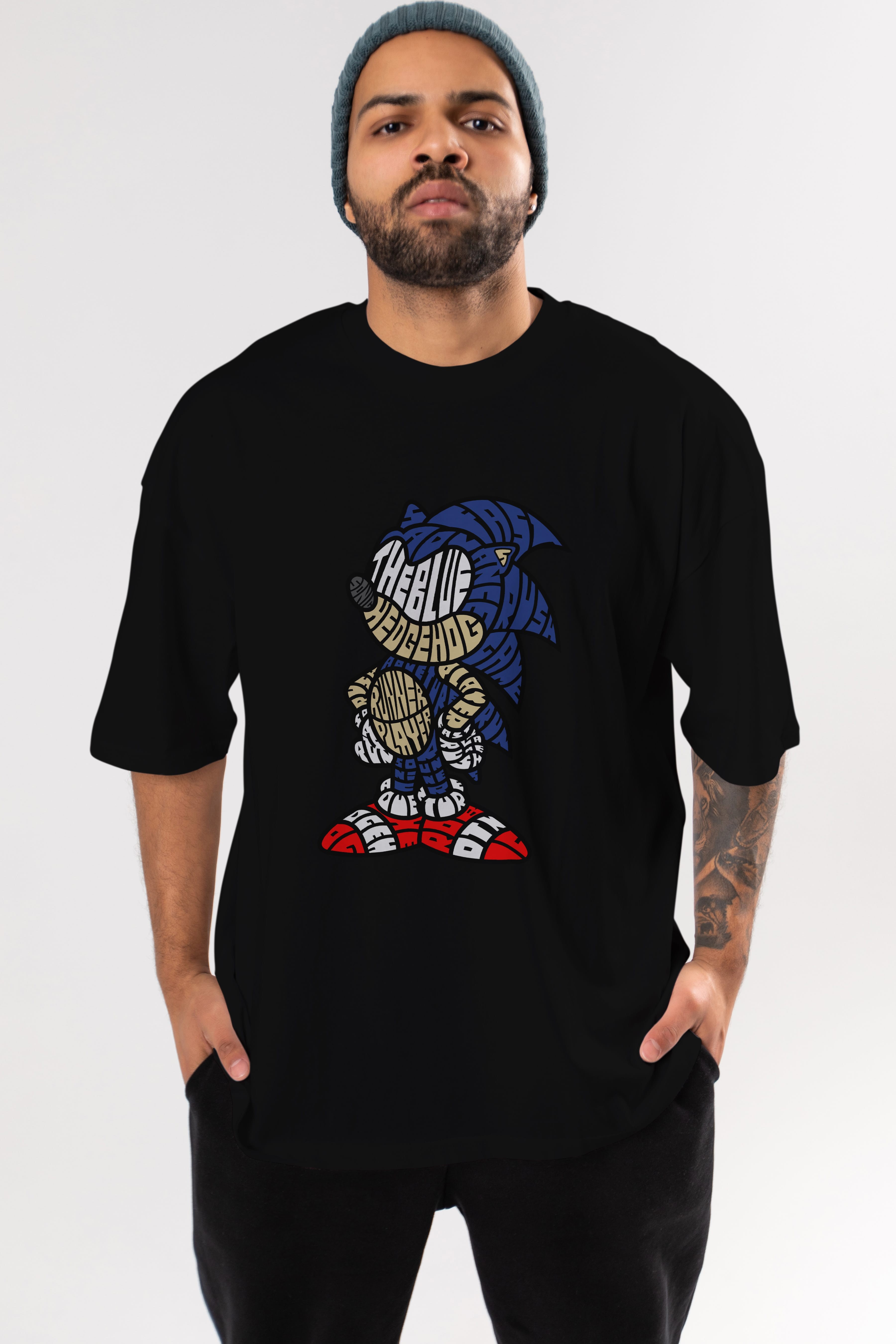 The Blue Hedgehog Ön Baskılı Oversize t-shirt %100 pamuk Erkek Kadın Unisex