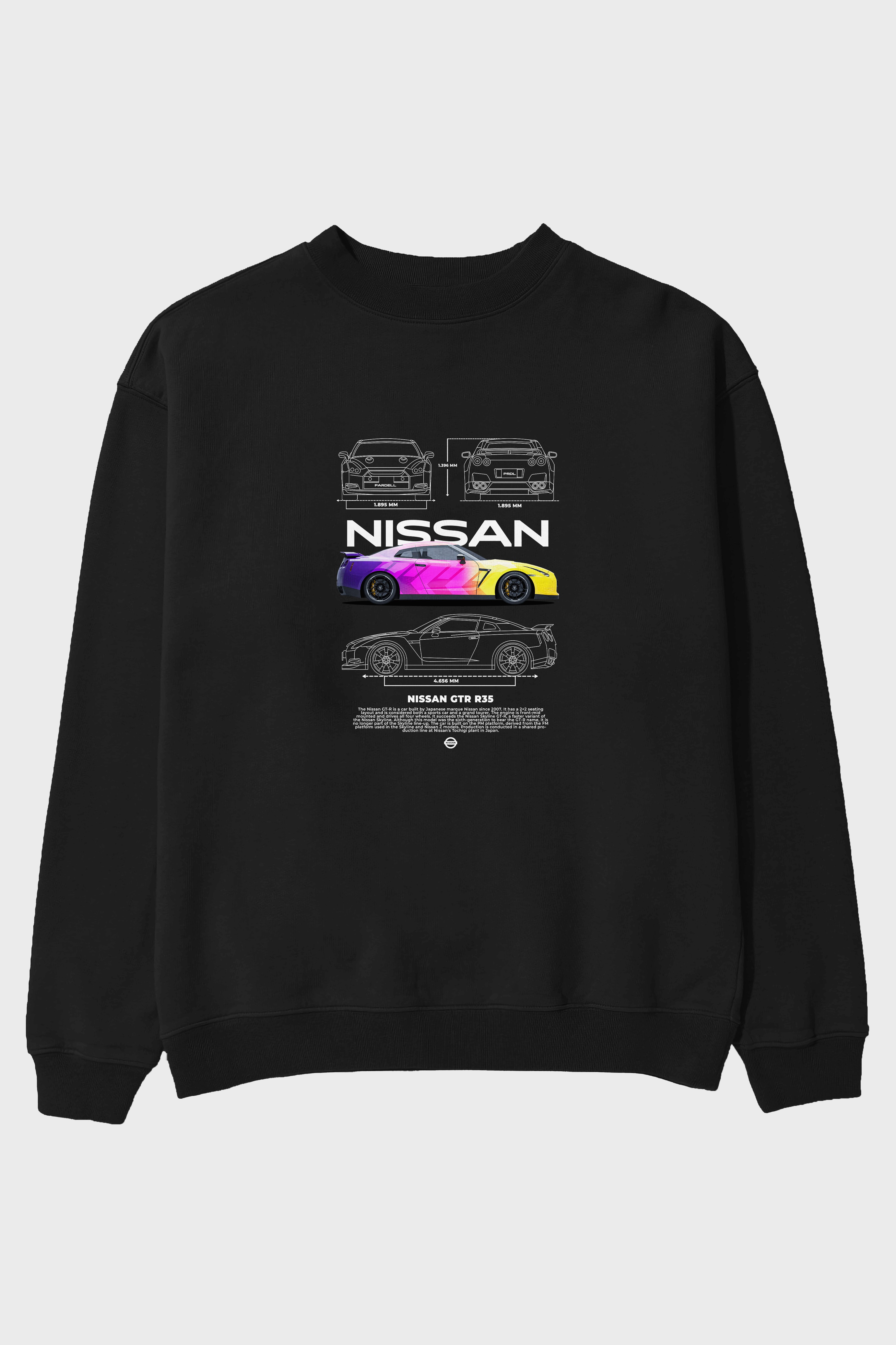 NISSAN GTR R35 Ön Baskılı Anime Oversize Sweatshirt Erkek Kadın Unisex