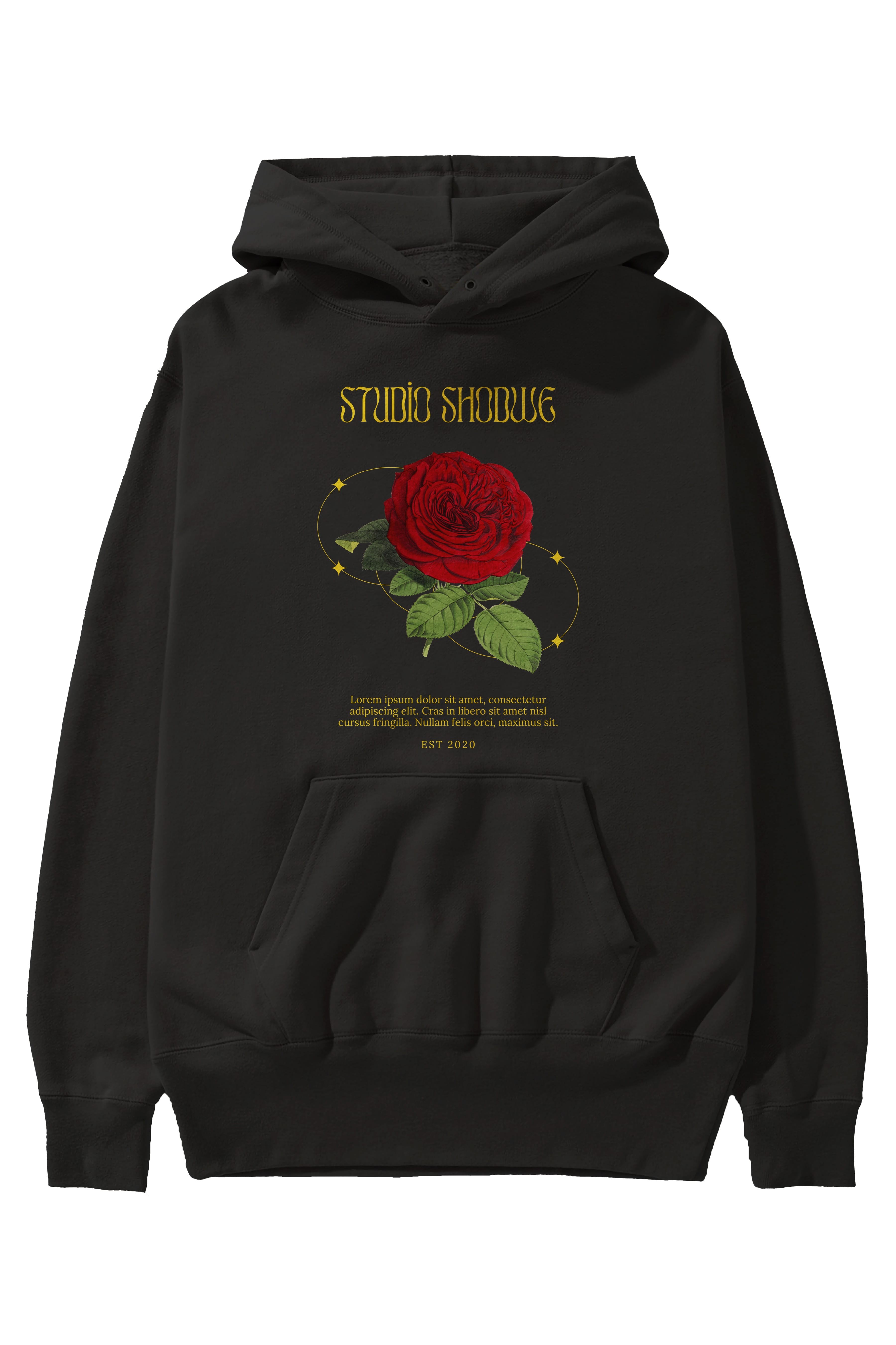 Studio Shodwe Rose Ön Baskılı Oversize Hoodie Kapüşonlu Sweatshirt Erkek Kadın Unisex