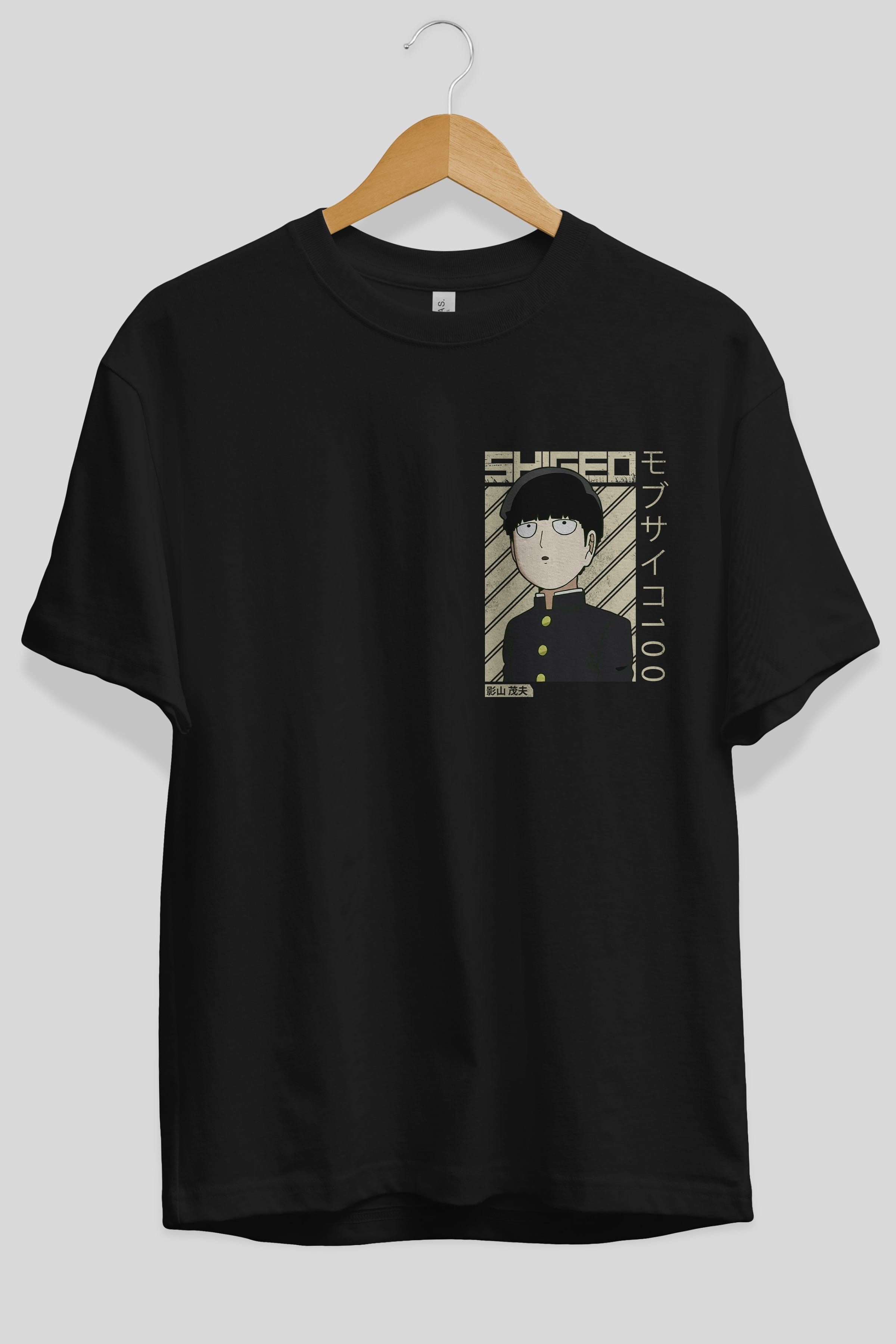 Shigeo Kageyama 2 Ön Sol Baskılı Oversize t-shirt Erkek Kadın Unisex %100 Pamuk Bisiklet Yaka tişort