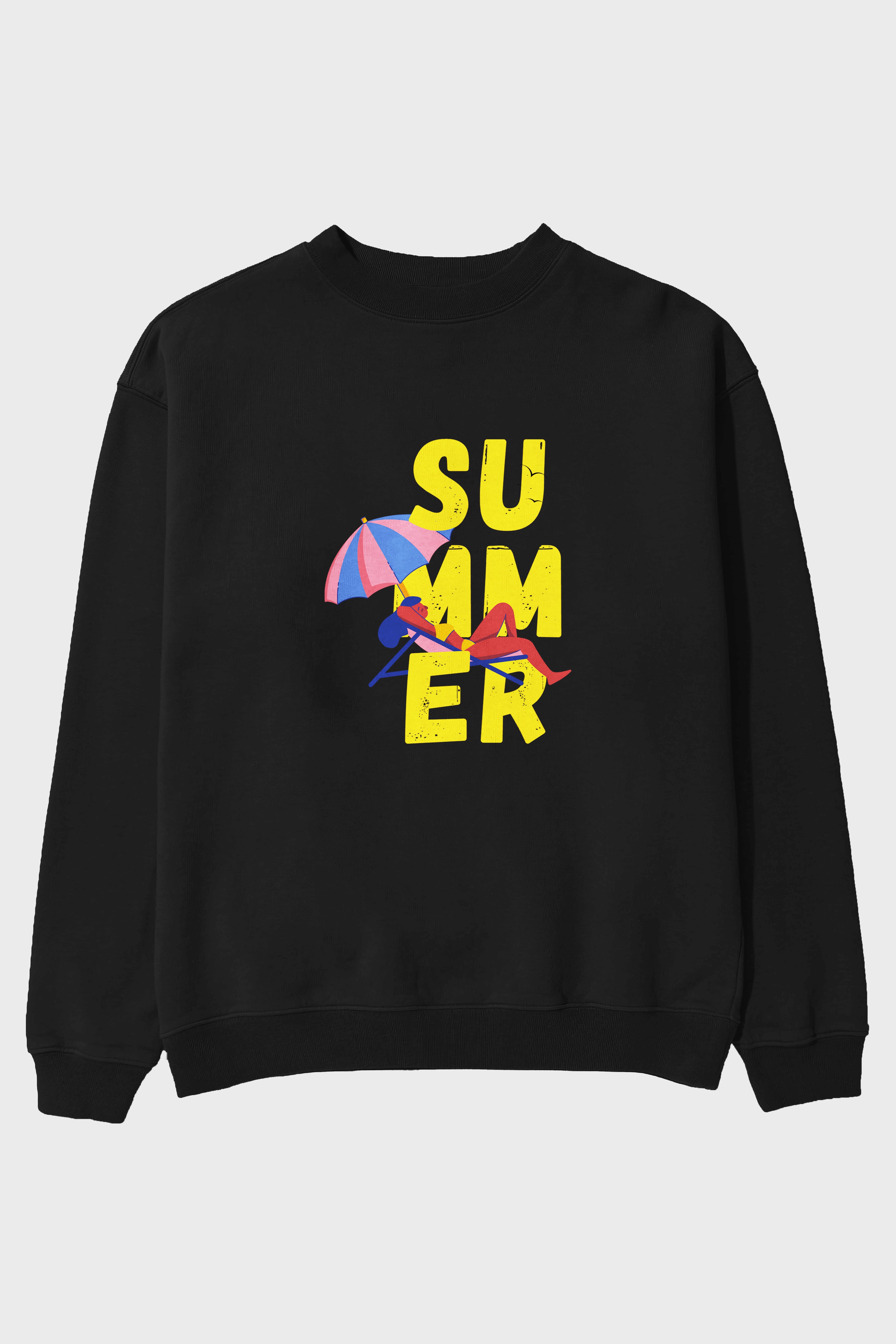 Summer Yazılı Ön Baskılı Oversize Sweatshirt Erkek Kadın Unisex