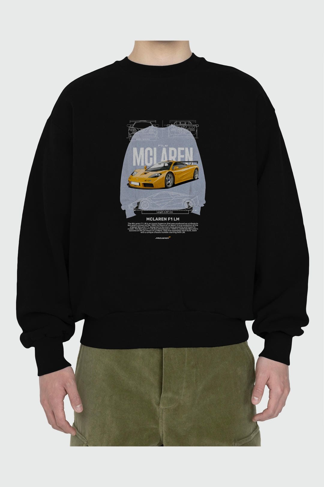 MCLAREN F1 LM 1 Ön Baskılı Anime Oversize Sweatshirt Erkek Kadın Unisex