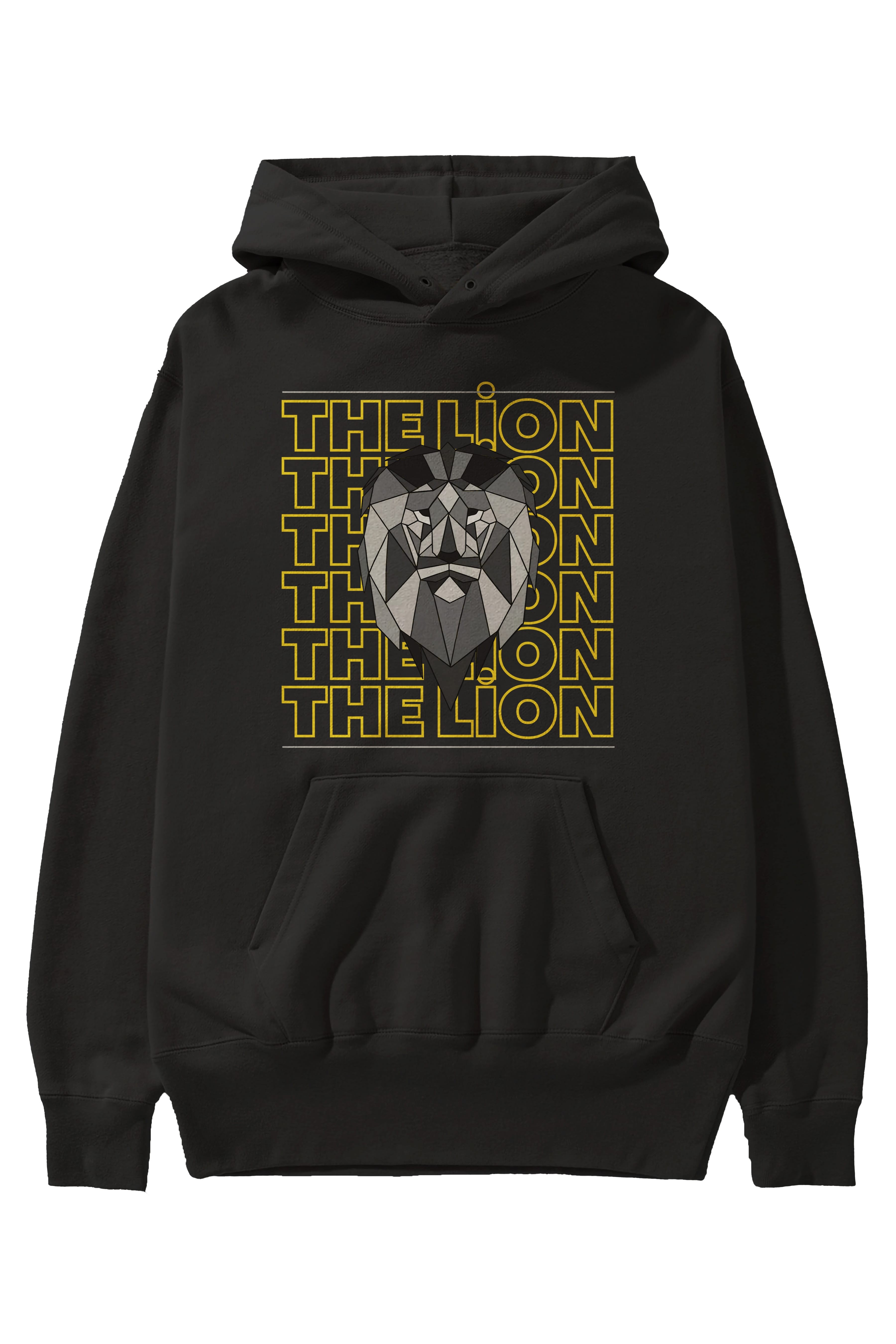 The Lion Yazılı Ön Baskılı Oversize Hoodie Kapüşonlu Sweatshirt Erkek Kadın Unisex