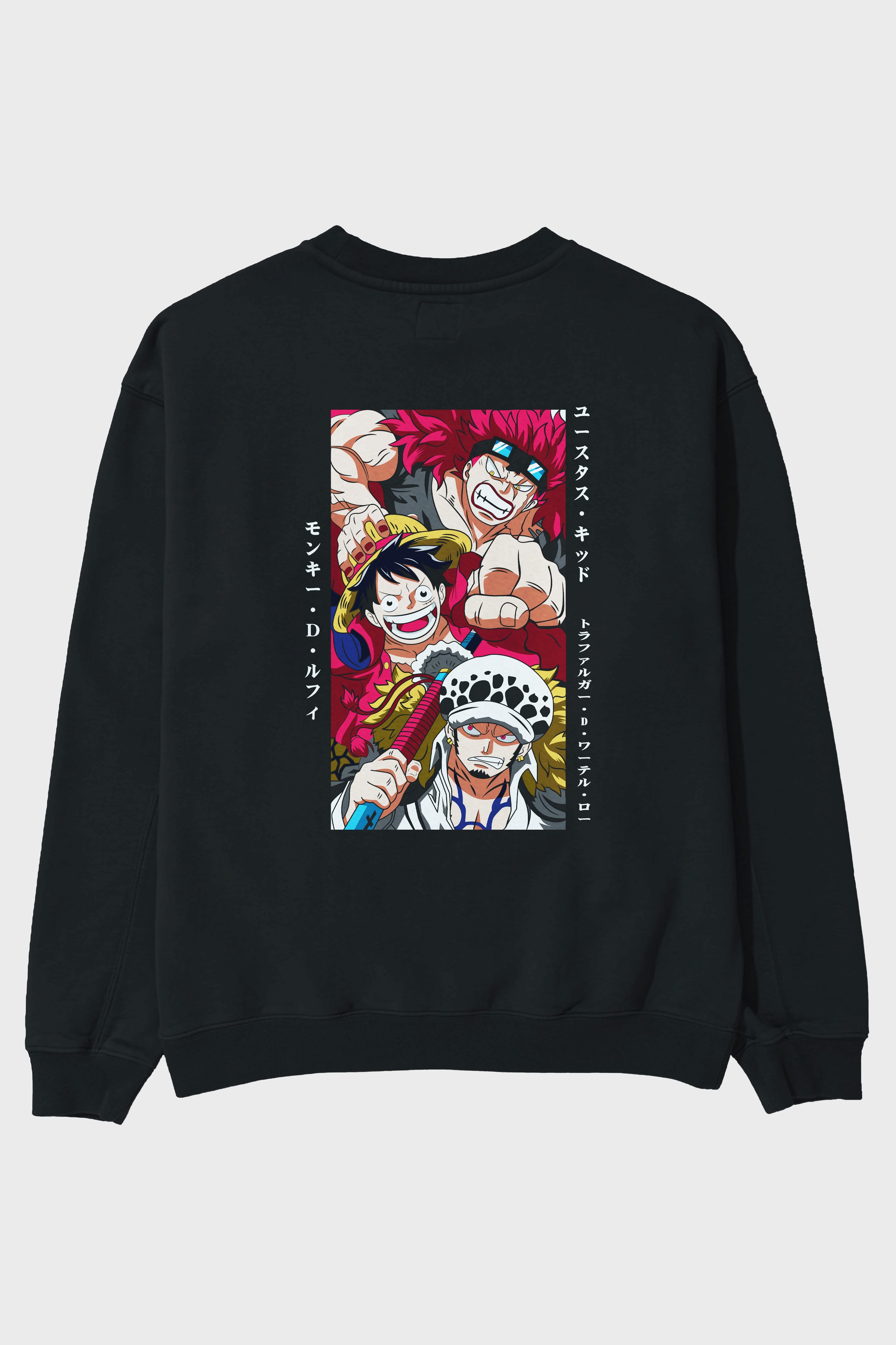 SUPER NOVAS one piece Anime Arka Baskılı Oversize Sweatshirt Erkek Kadın Unisex