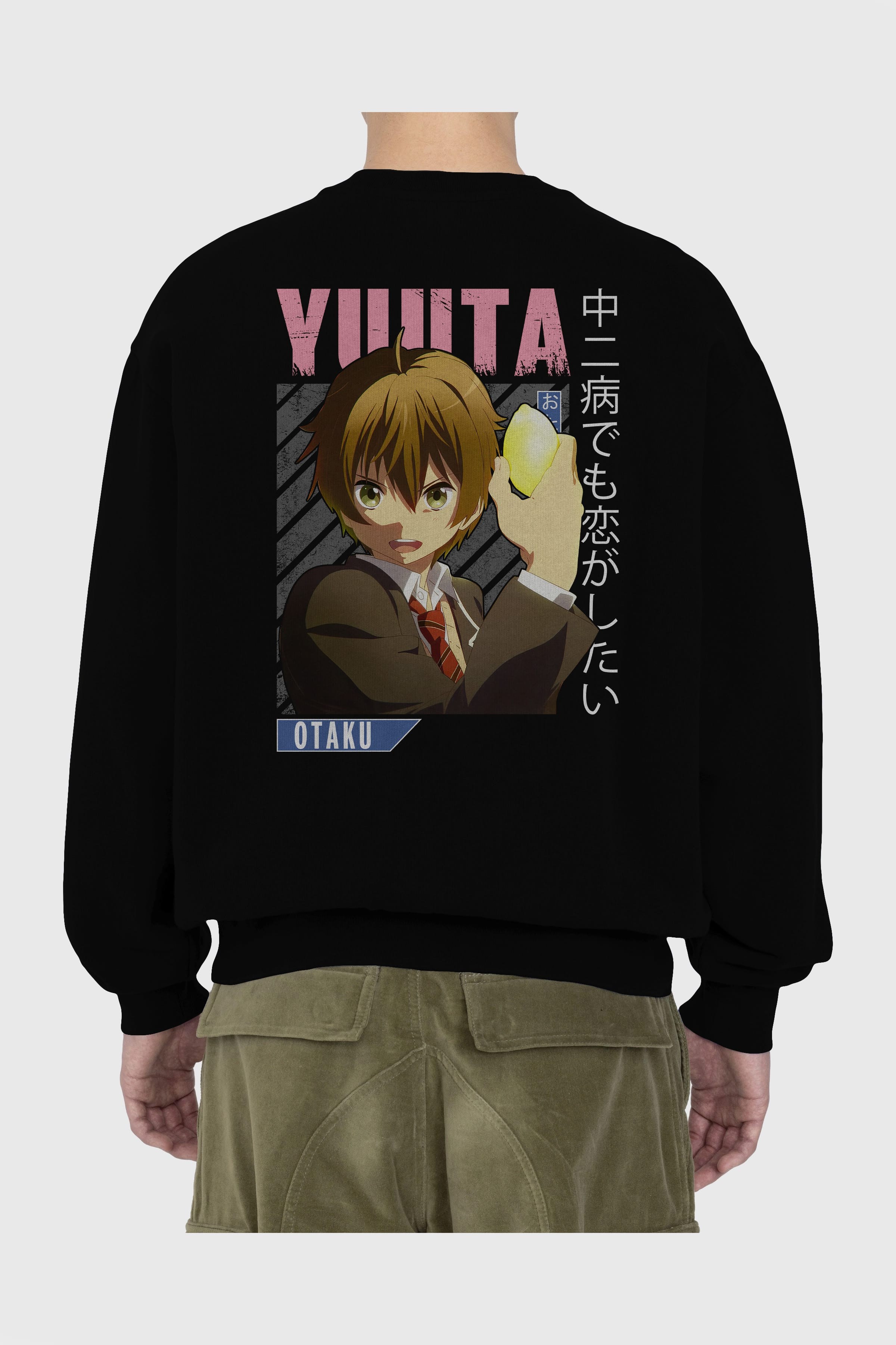 Yuuta Togashi 2 Anime Arka Baskılı Oversize Sweatshirt Erkek Kadın Unisex