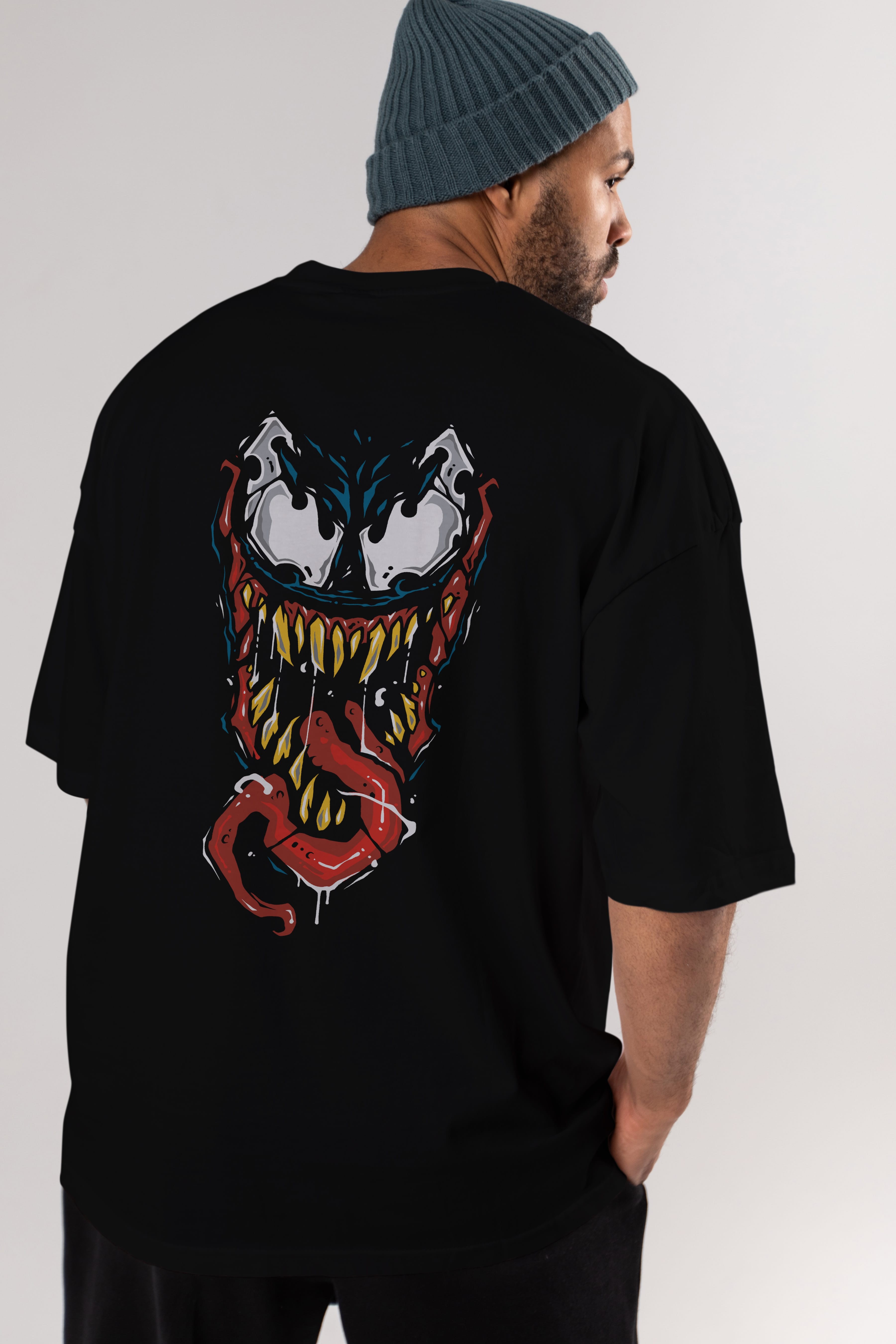 Venom (15) Arka Baskılı Oversize t-shirt Erkek Kadın Unisex %100 Pamuk Bisiklet Yaka tişort