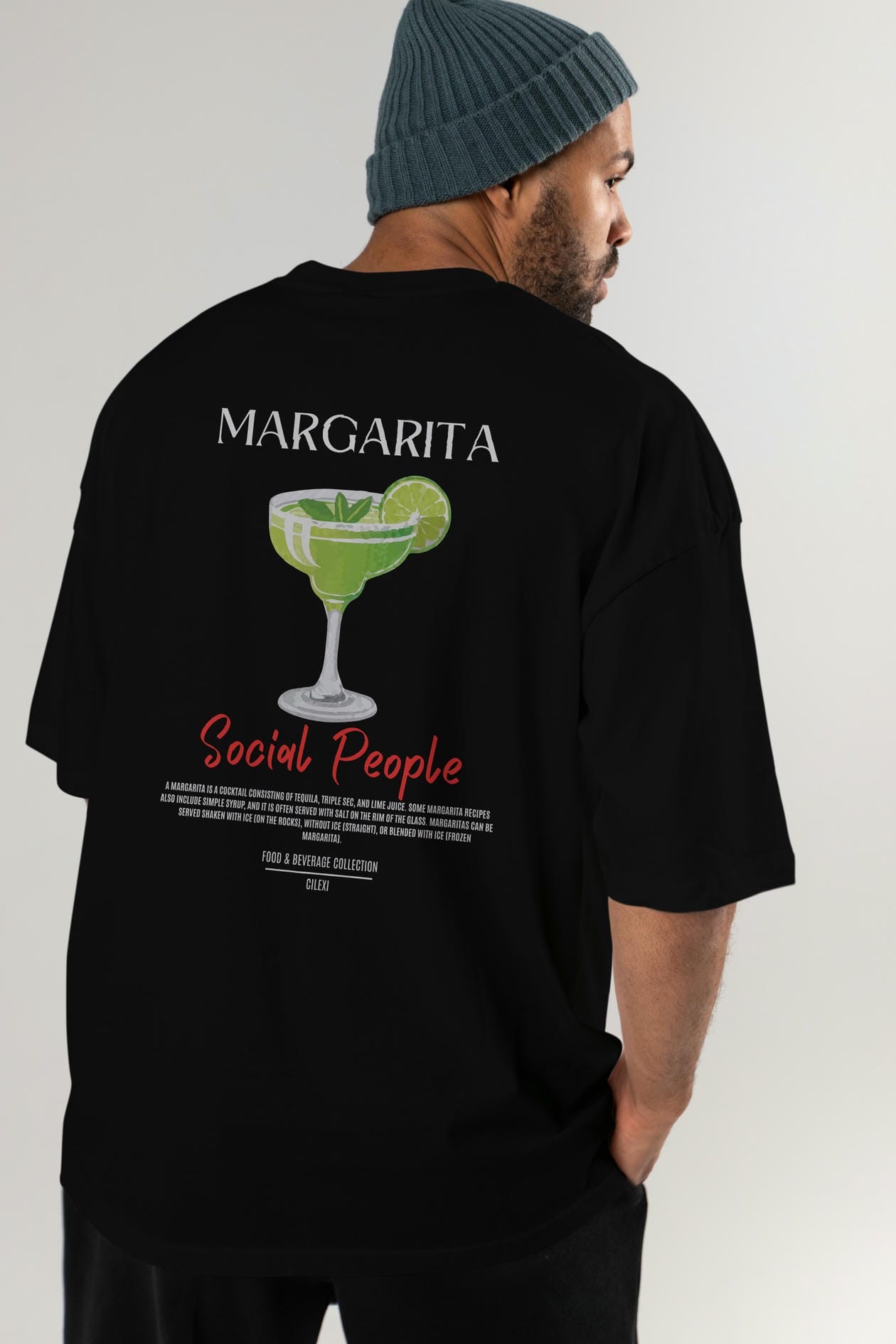 Margarita Kokteyl Serisi Baskılı Oversize t-shirt Erkek Kadın Unisex %100 Pamuk Bisiklet Yaka tişort