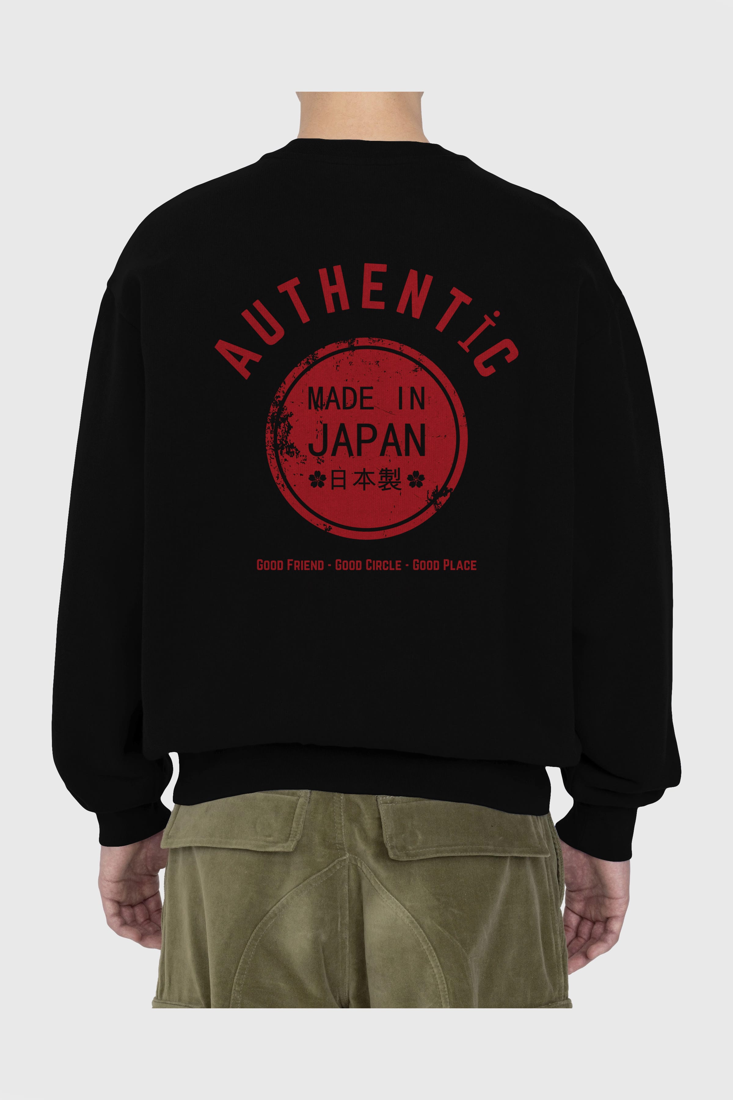 Authentic Japan Style Arka Baskılı Oversize Sweatshirt Erkek Kadın Unisex
