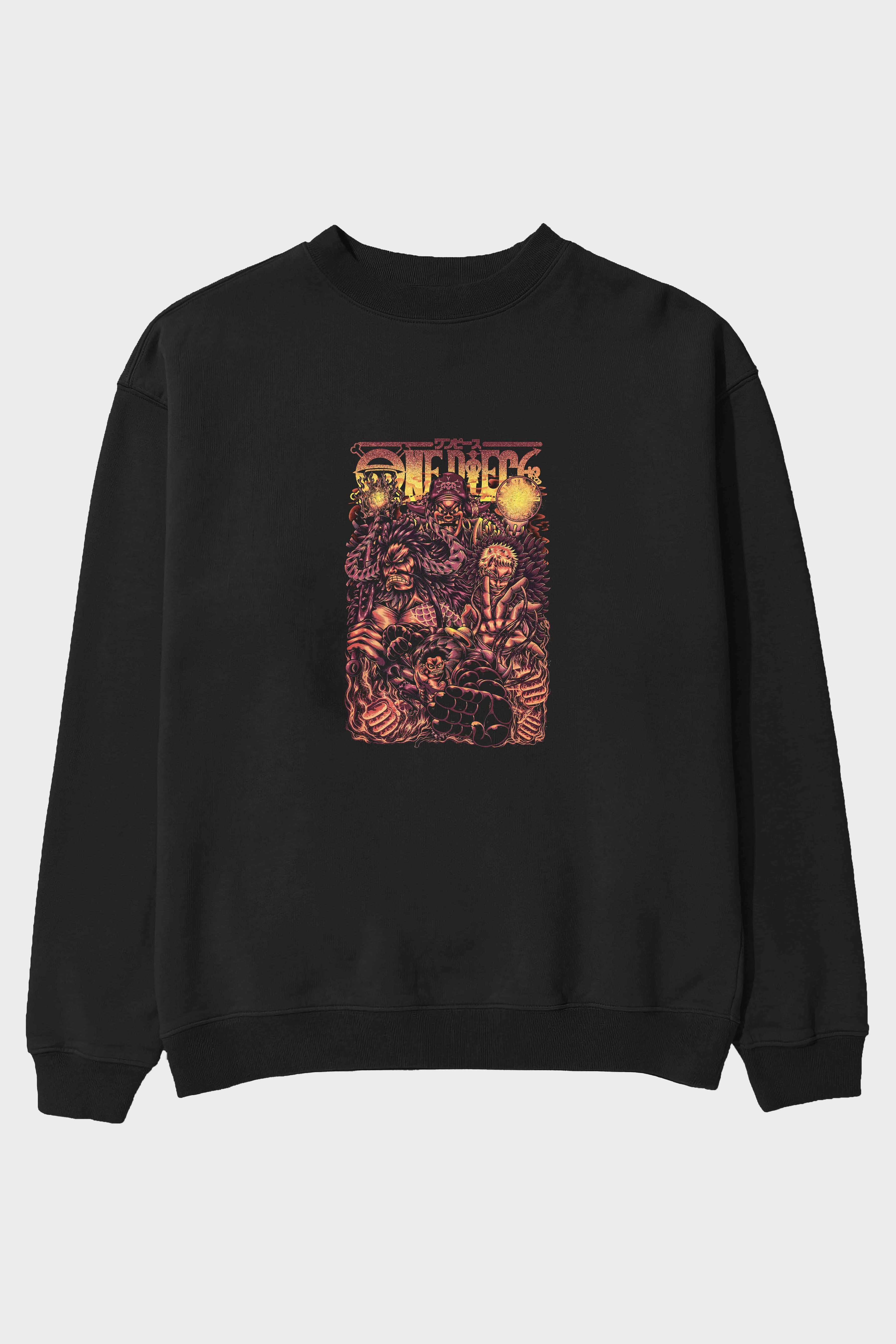 ONE PIECE Anime Ön Baskılı Oversize Sweatshirt Erkek Kadın Unisex