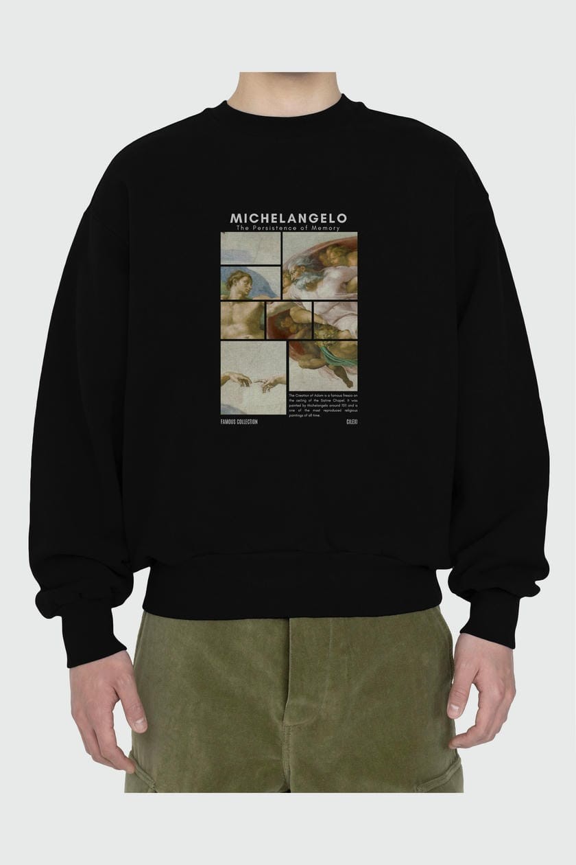 Michelangelo ön Baskılı Oversize Sweatshirt Erkek Kadın Unisex