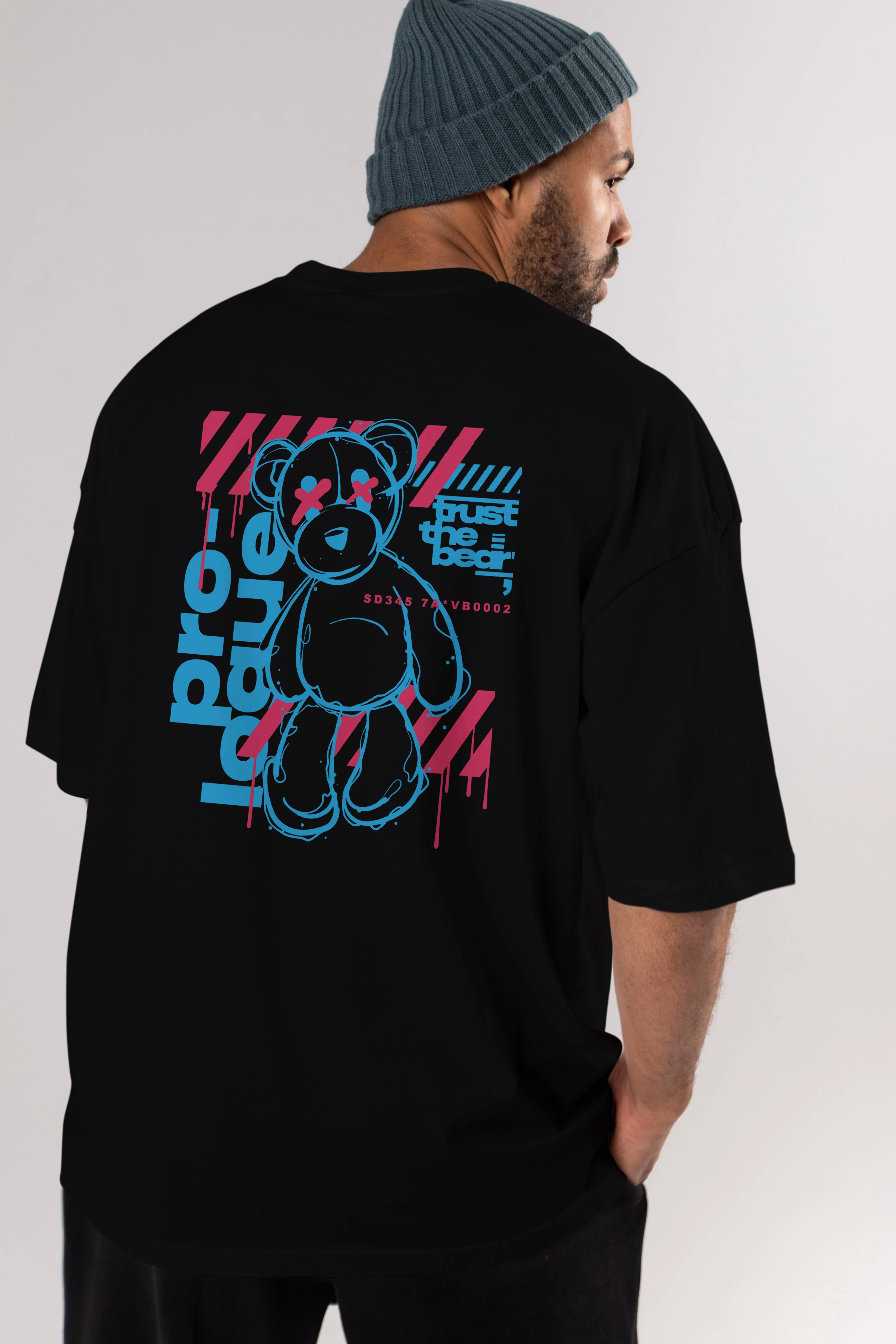 Trust The Bear Arka Baskılı Oversize t-shirt Erkek Kadın Unisex