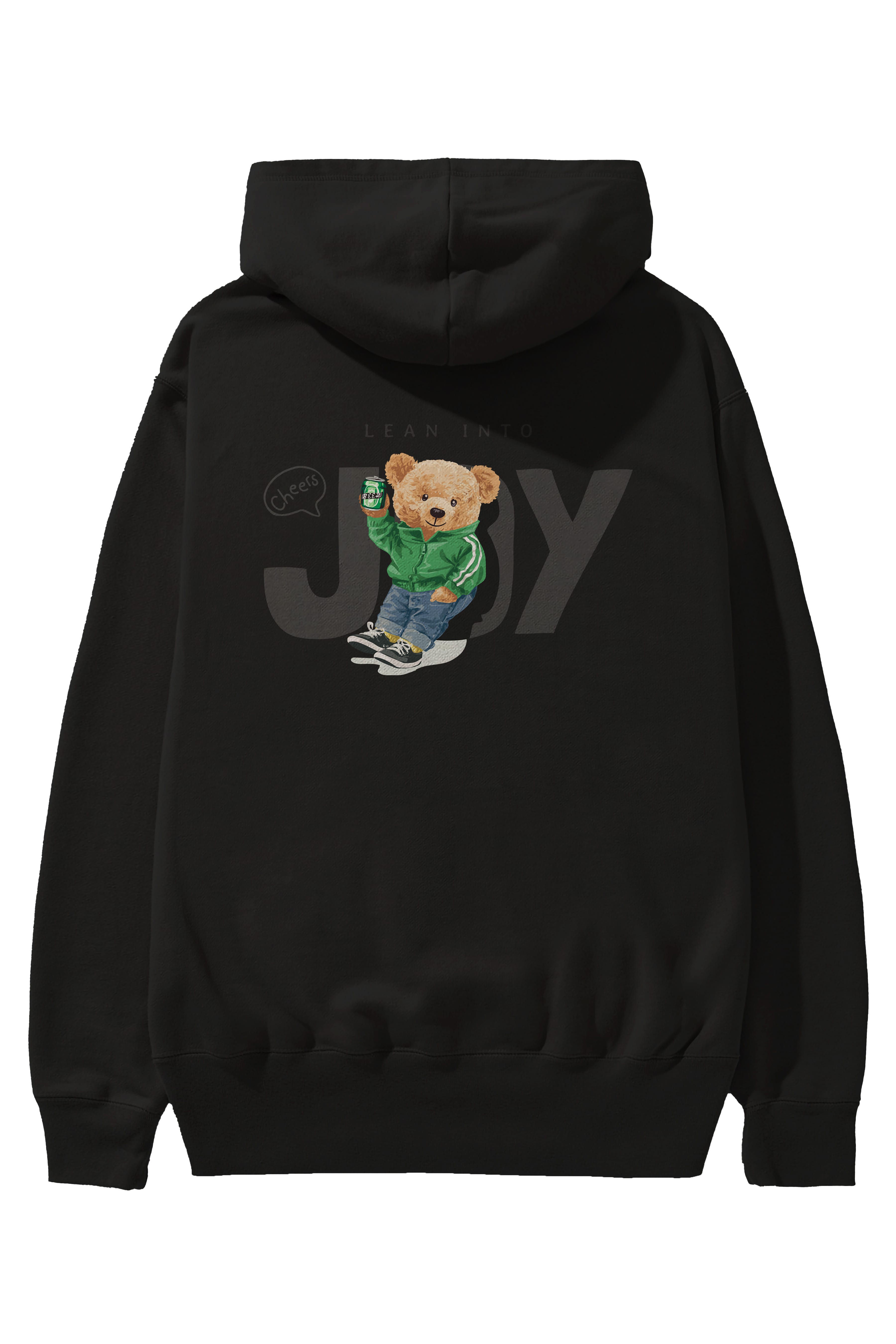 Teddy Bear Joy Arka Baskılı Hoodie Oversize Kapüşonlu Sweatshirt Erkek Kadın Unisex