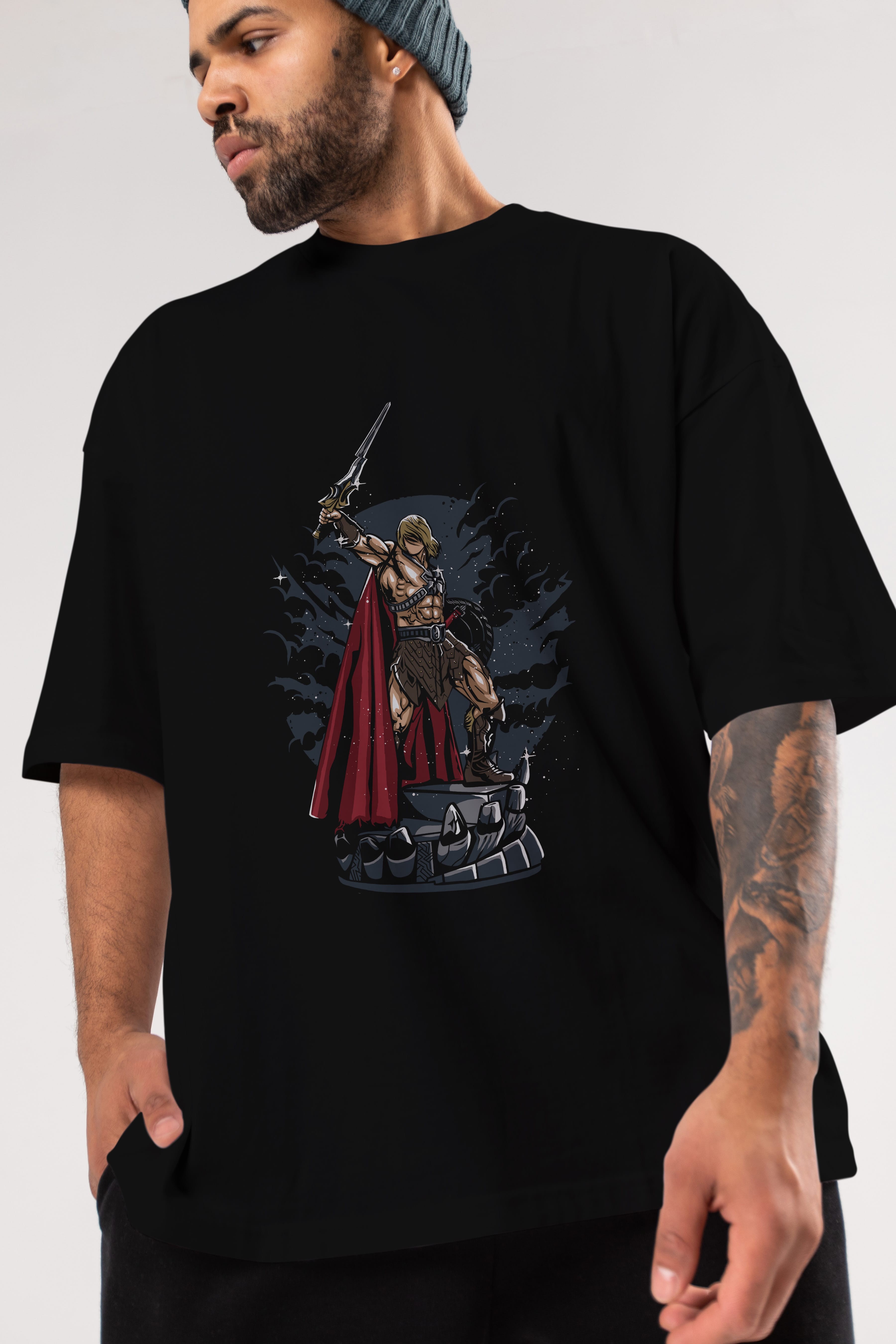 Warrior Ön Baskılı Oversize t-shirt Erkek Kadın Unisex %100 Pamuk tişort