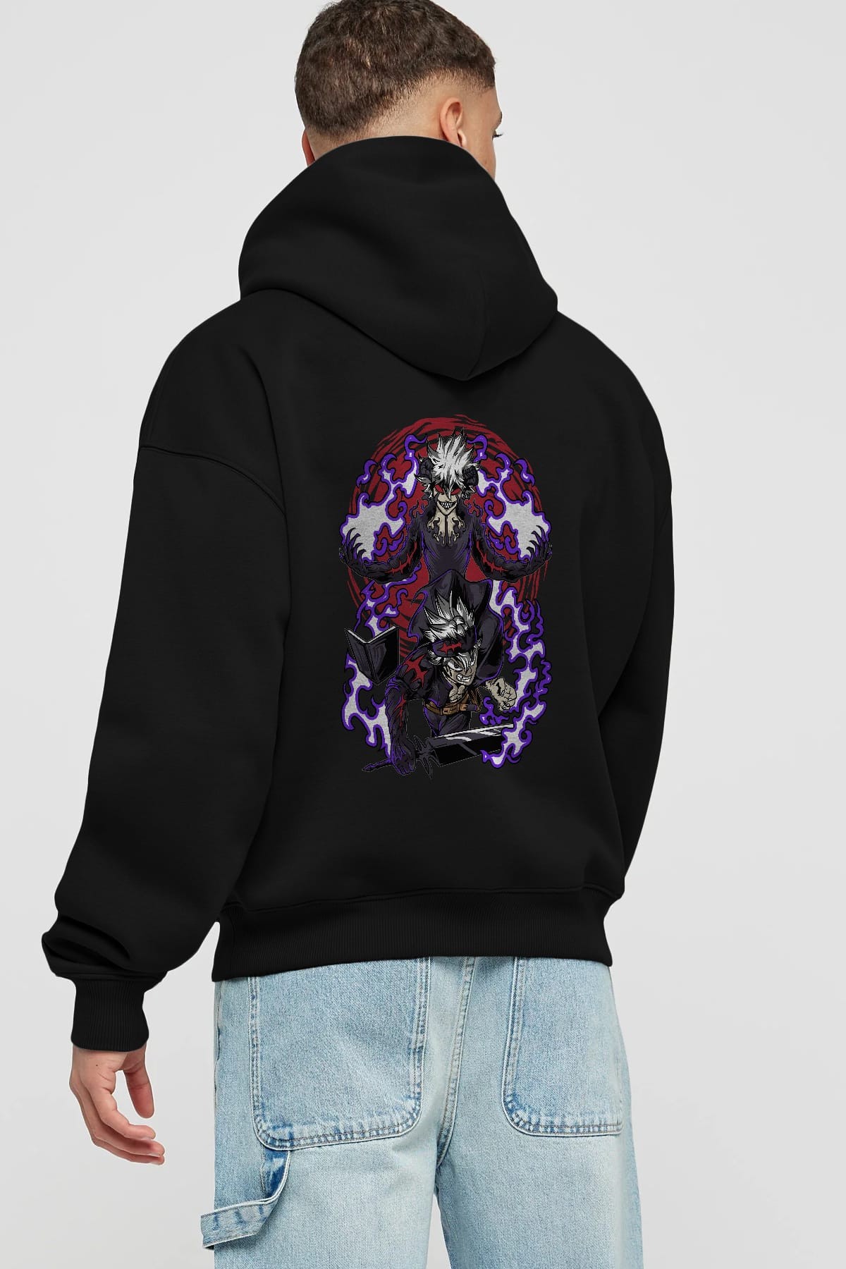BLACK CLOVER DEVIL UNION Anime Arka Baskılı Hoodie Oversize Kapüşonlu Sweatshirt Erkek Kadın Unisex