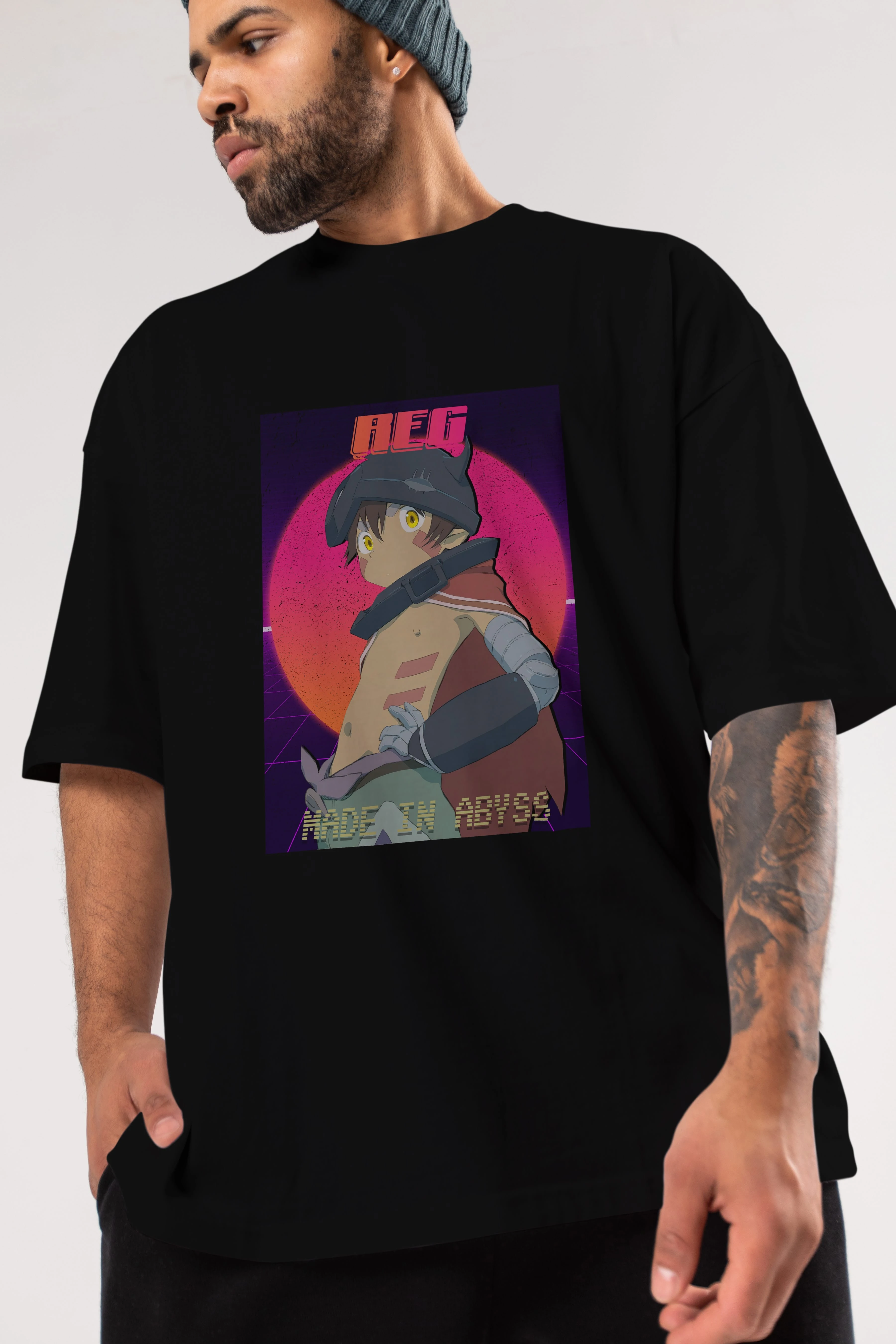Reg 7 Anime Ön Baskılı Oversize t-shirt %100 pamuk Erkek Kadın Unisex