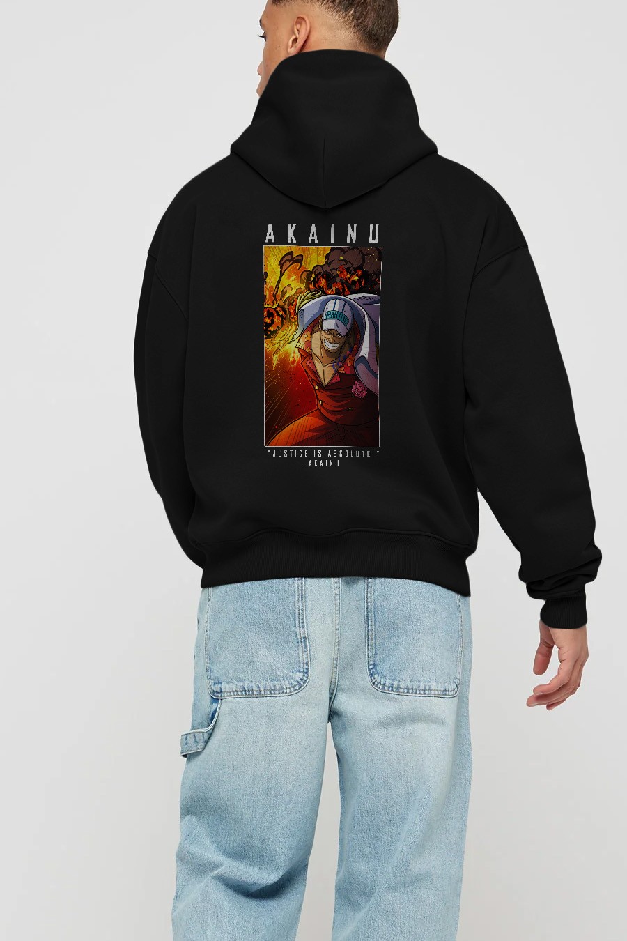 Sakazuki Anime Arka Baskılı Hoodie Oversize Kapüşonlu Sweatshirt Erkek Kadın Unisex