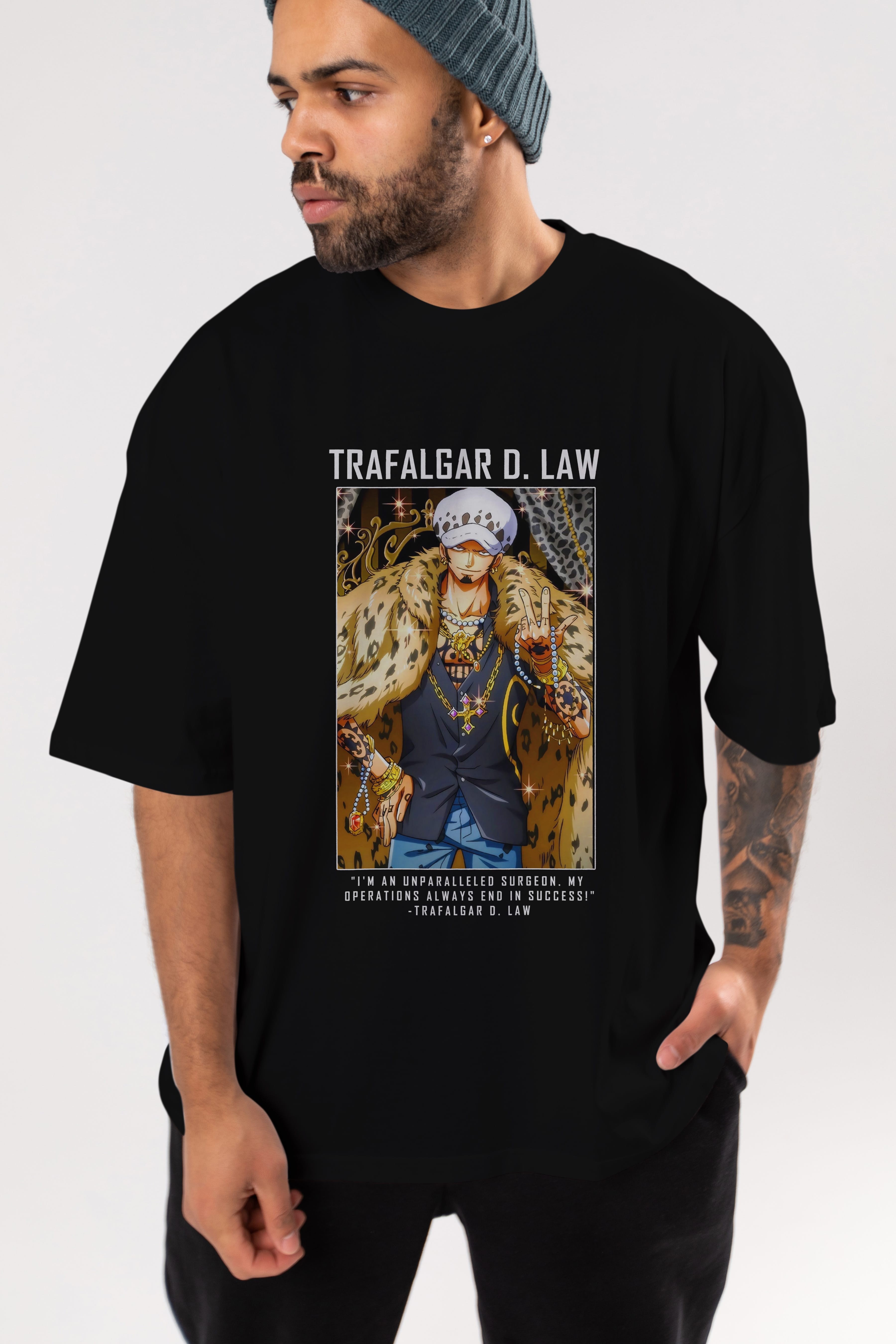 Trafalgar D. Water Law 2 Anime Ön Baskılı Oversize t-shirt Erkek Kadın Unisex