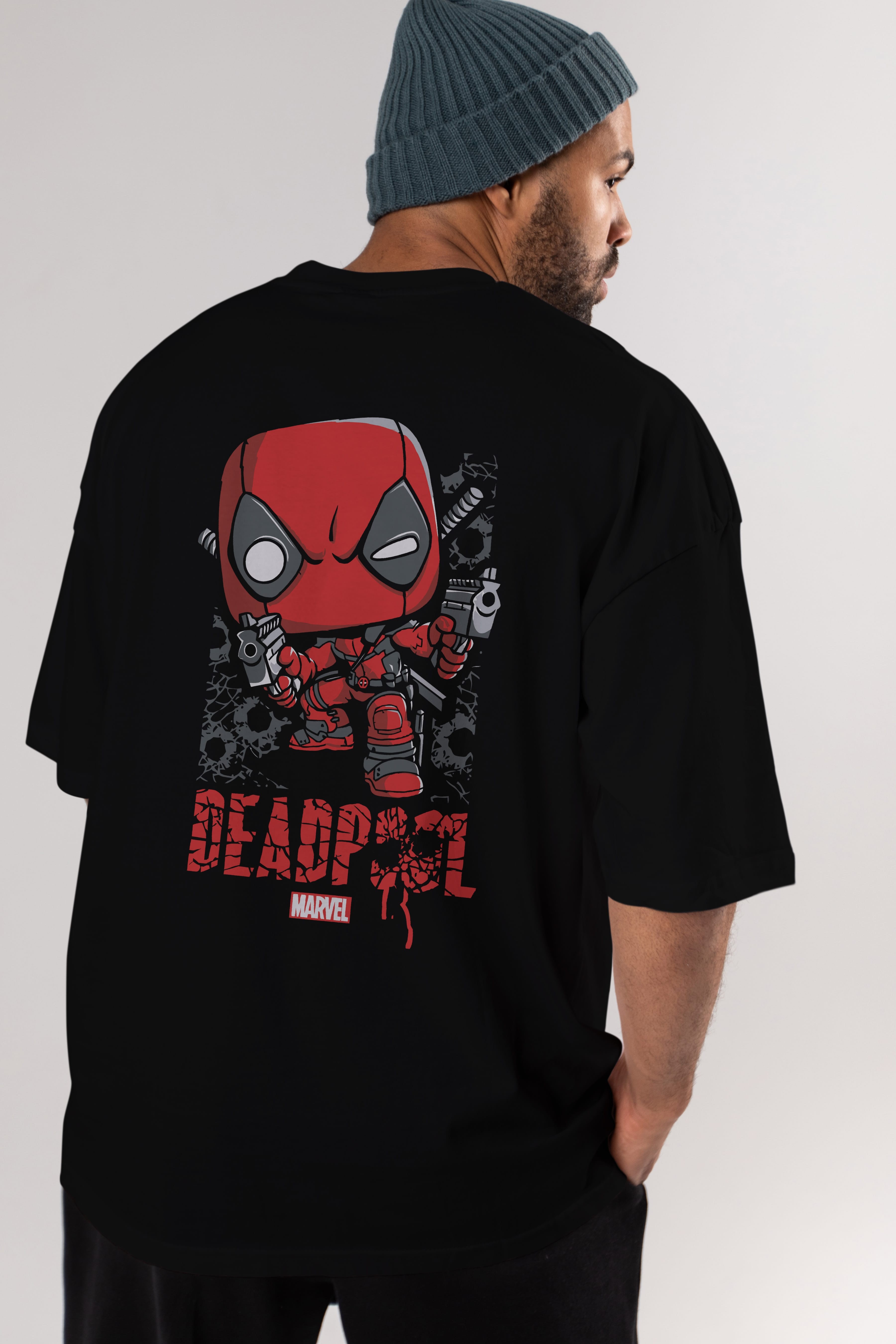 Deadpool (8) Arka Baskılı Oversize t-shirt Erkek Kadın Unisex %100 Pamuk Bisiklet Yaka tişort
