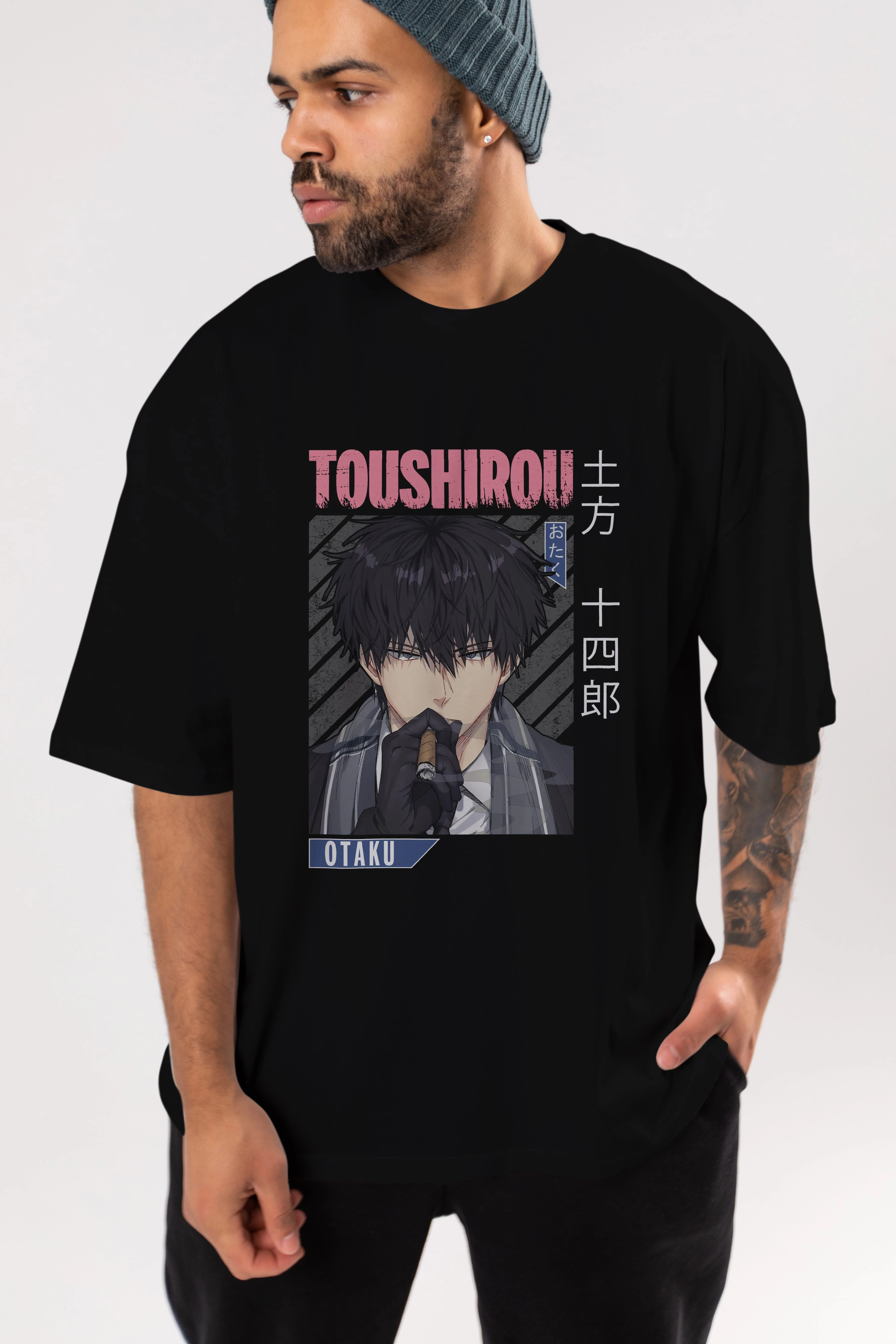 Toushirou Hijikata 2 Anime Ön Baskılı Oversize t-shirt %100 pamuk Erkek Kadın Unisex