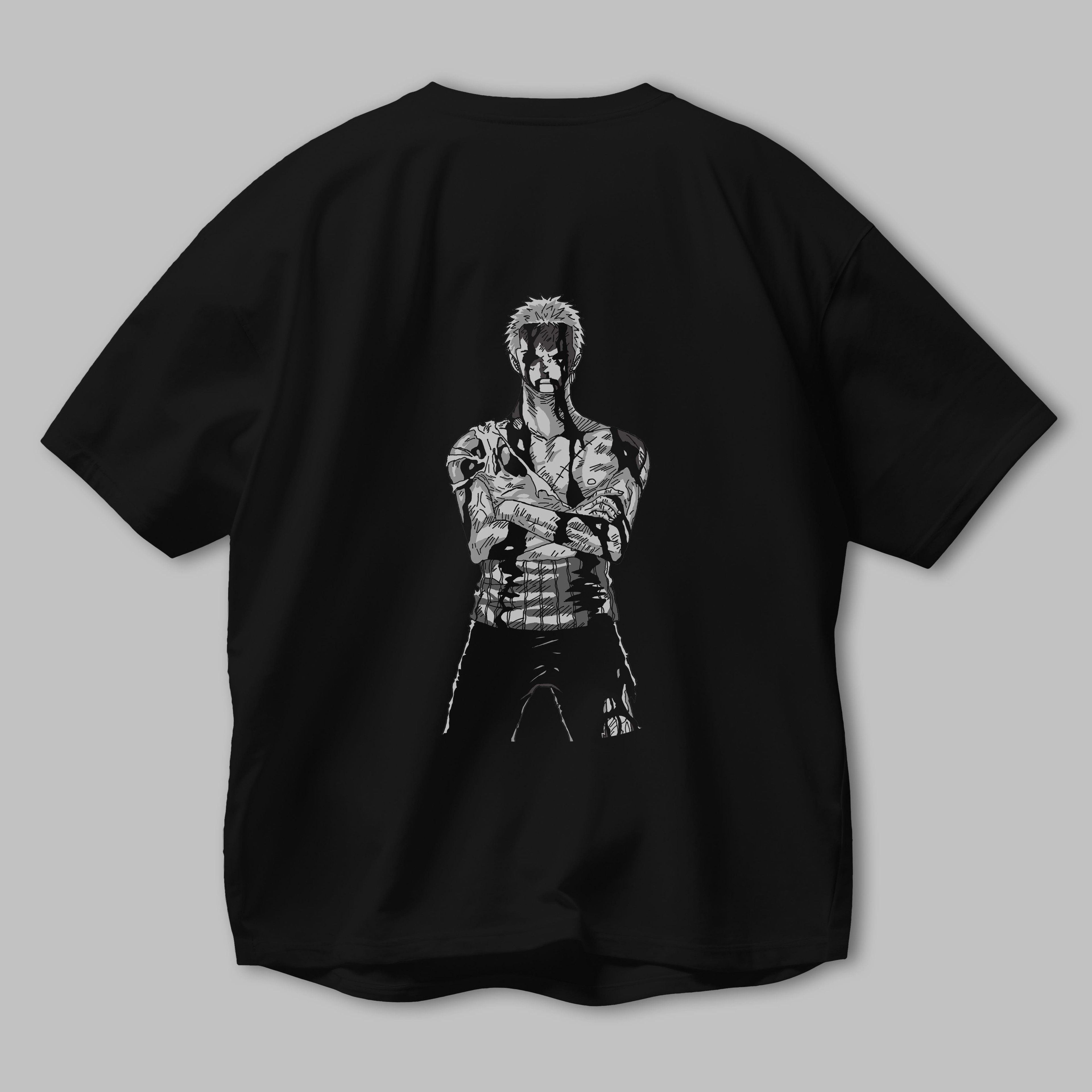 Roronoa Zoro 3 Anime Arka Baskılı Oversize t-shirt Erkek Kadın Unisex %100 pamuk tişort